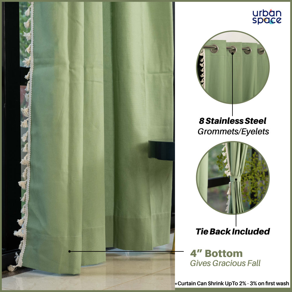 Premium 100 cotton – Urban Space -Home Furnishing Store Premium 100% Cotton Curtain for Window & Curtains for Door - Pack of 1 Curtain, Aura Sage Green