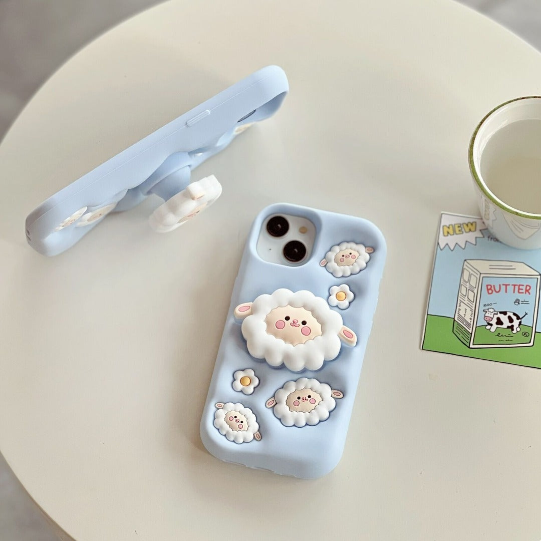 Peeperly Cartoon Flock Phone Holder Case – Blue