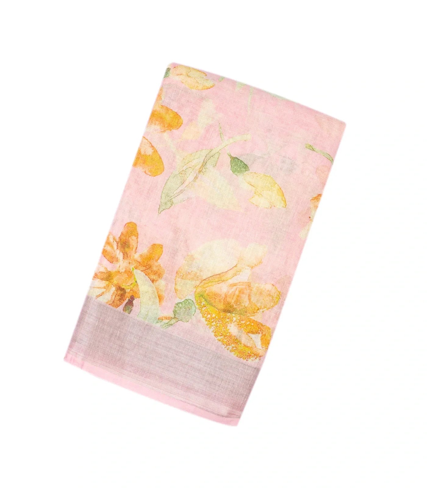RmKV Bubblegum Pink Handloom Linen Saree With Printed Motifs