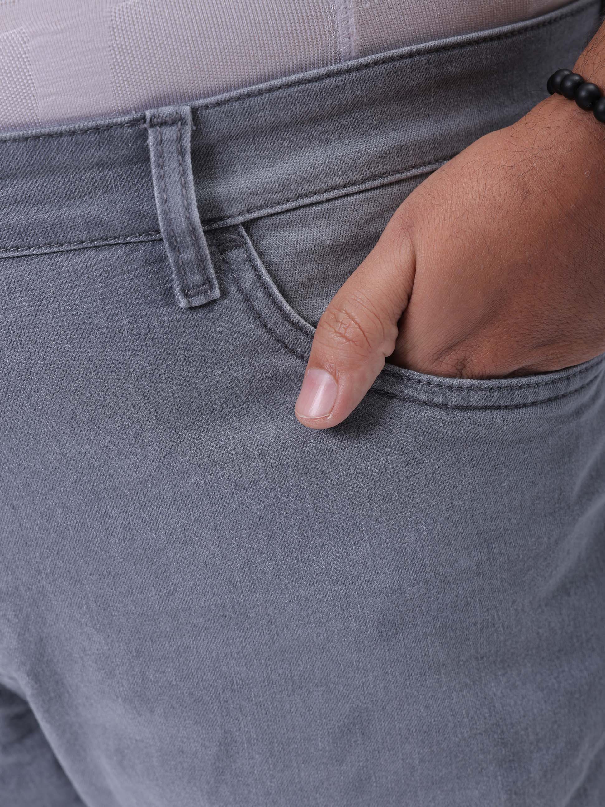 HARDSODA Men's Plus Size Grey Vintage Straight Fit Solid Jeans - view 6