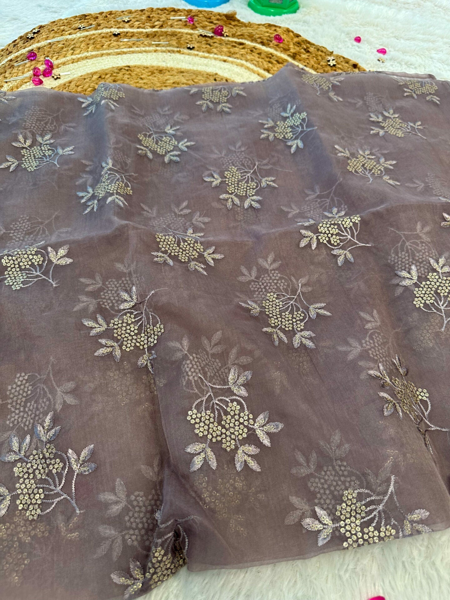Idaho-o Light violet organza dupatta # 0034 - view 2
