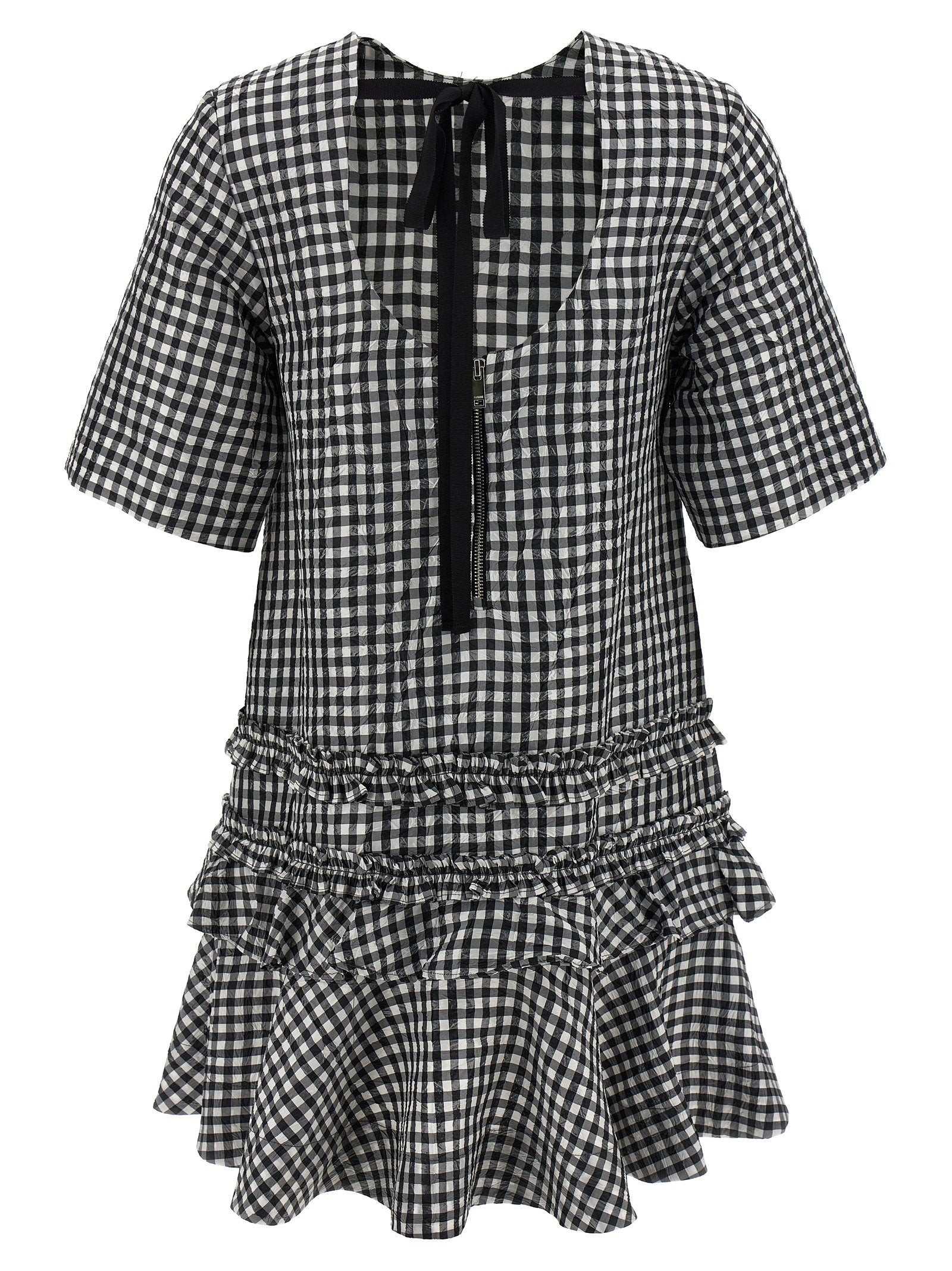 Ganni Crinkled Check Mini Dress – 100% polyester - view 2