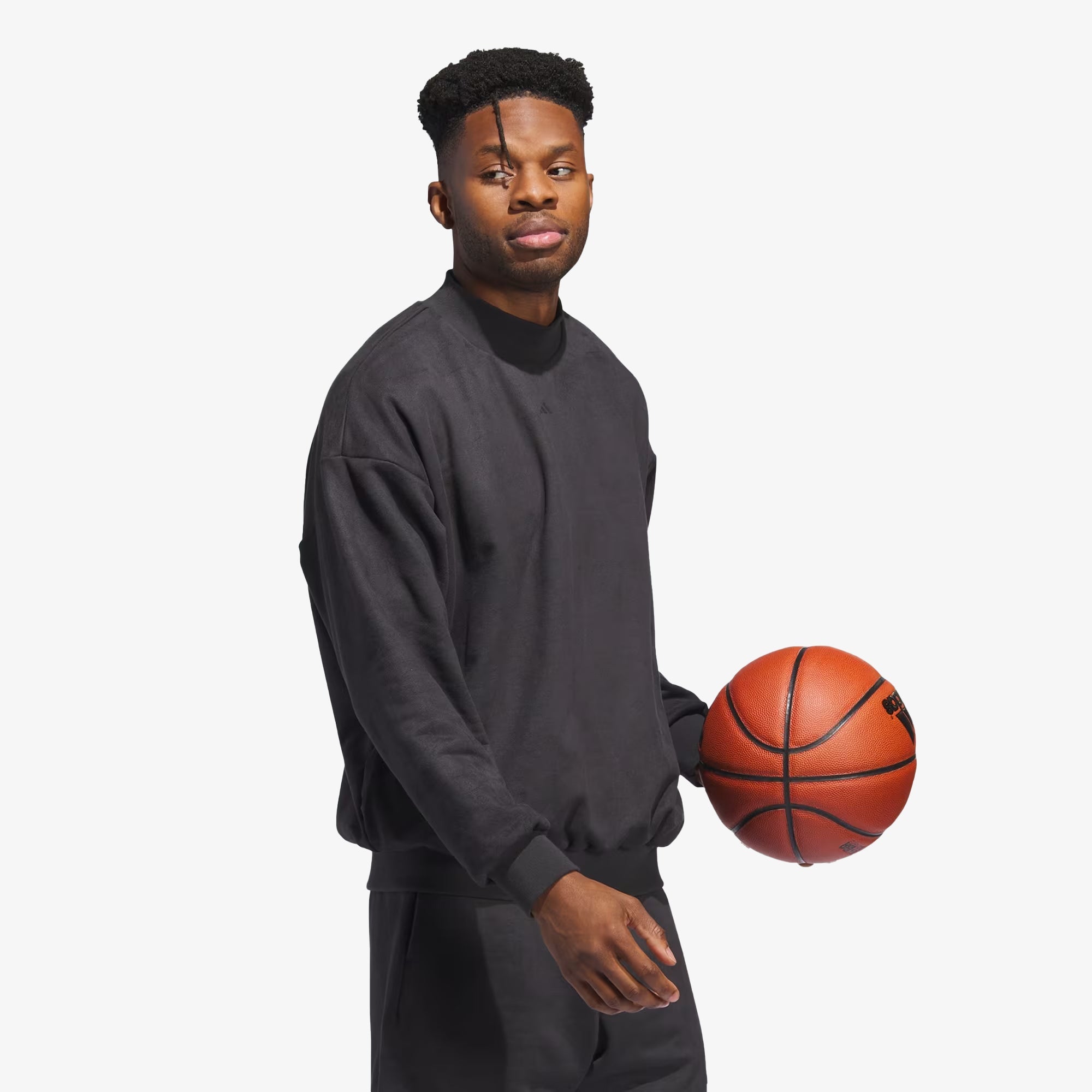 Adidas Originals | BASKETBALL SUEDED CREW SWEATSHIRT { CARBON - view 2