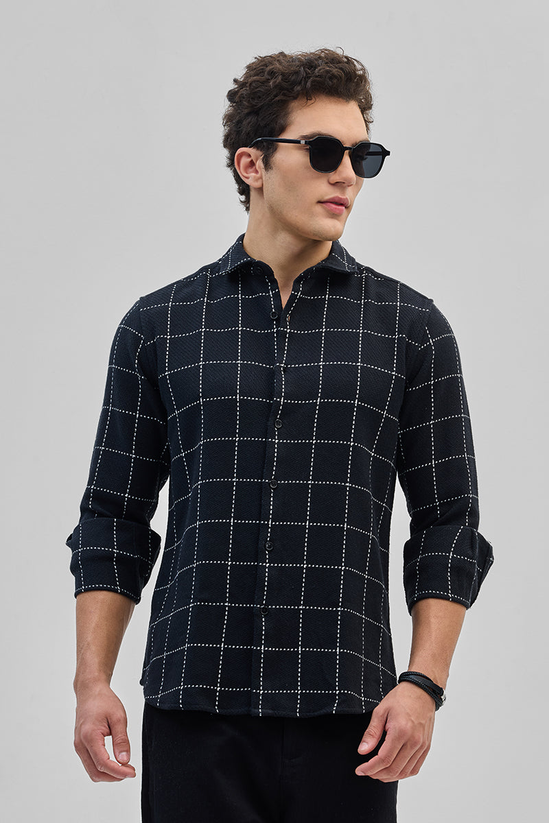 SNITCH Black Textured Checks Shirt - view 4