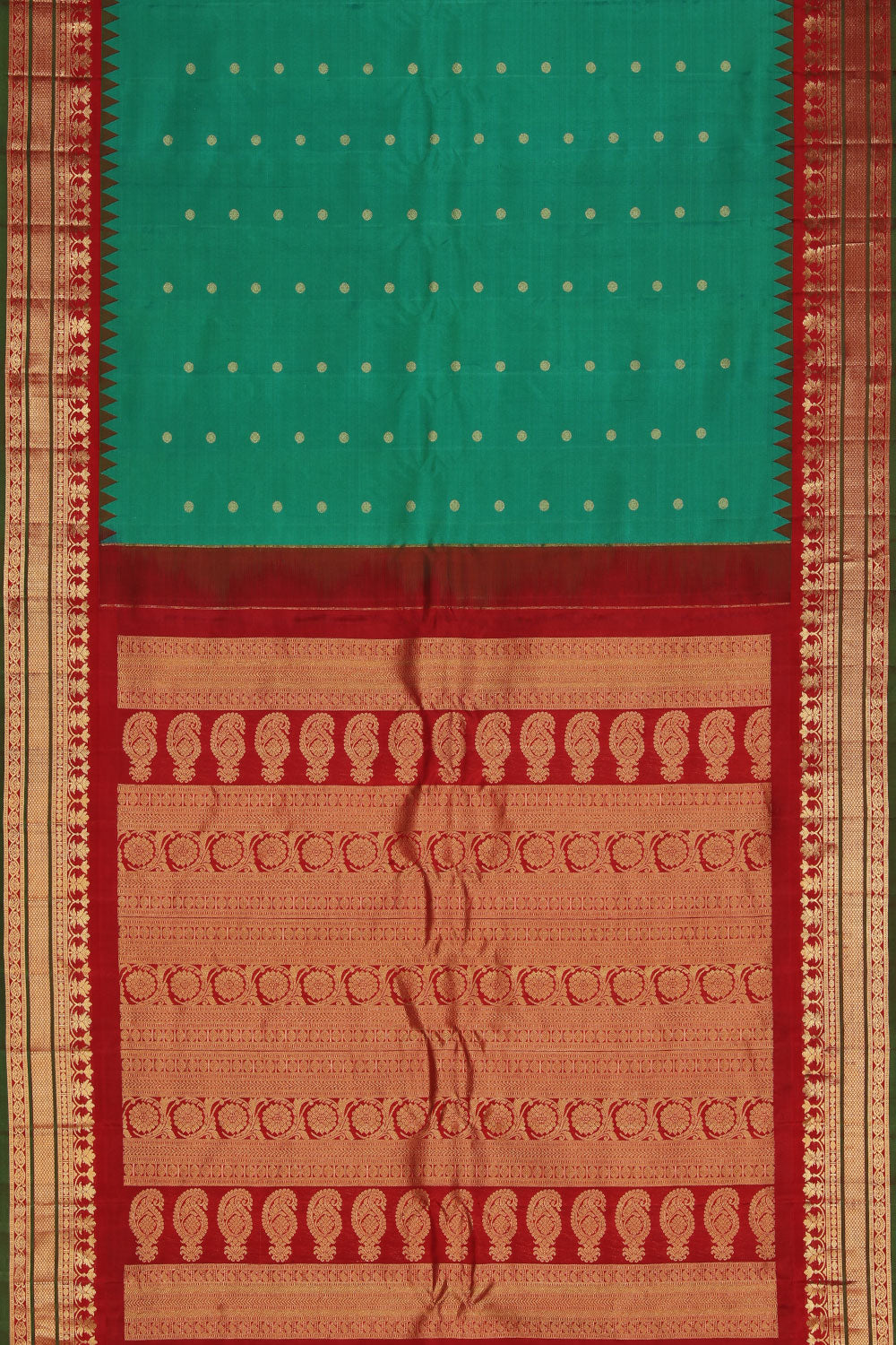 Kalanjali Gadwal Silk Green Saree – Women's - view 3