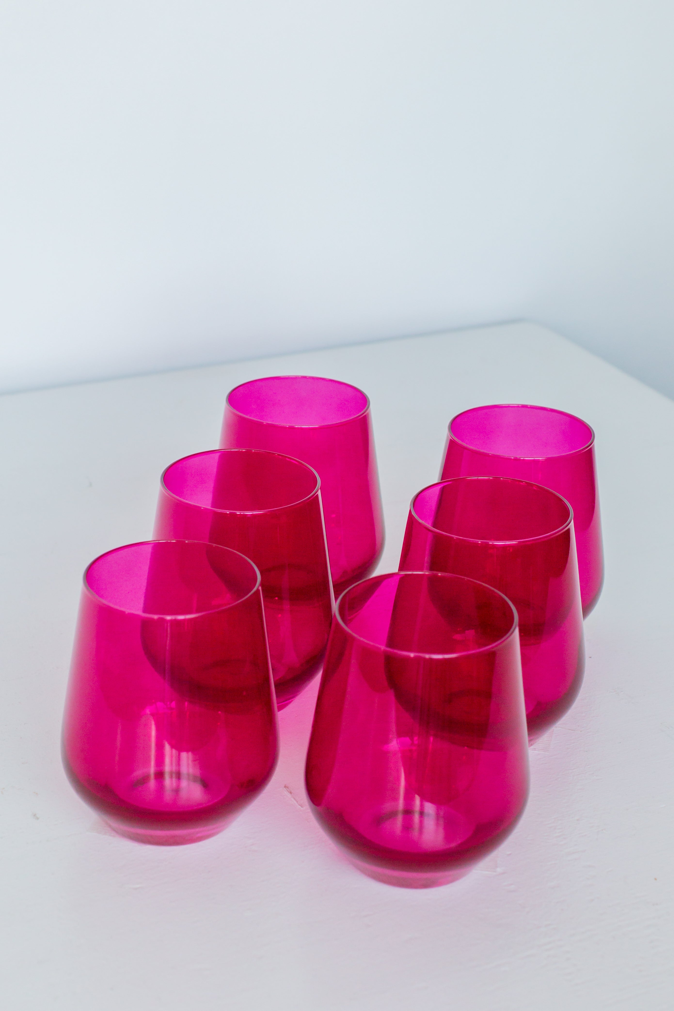 Estelle Colored Glass Estelle Colored Wine Stemless - Set of 6 {Viva Magenta (Our Fuchsia)}