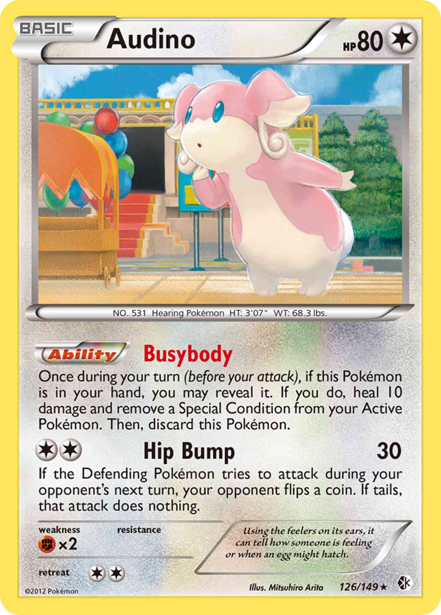 Rare bw7-126 reverse – Pokémon Audino - 126/149 - Rare [bw7-126] [Reverse Holo]