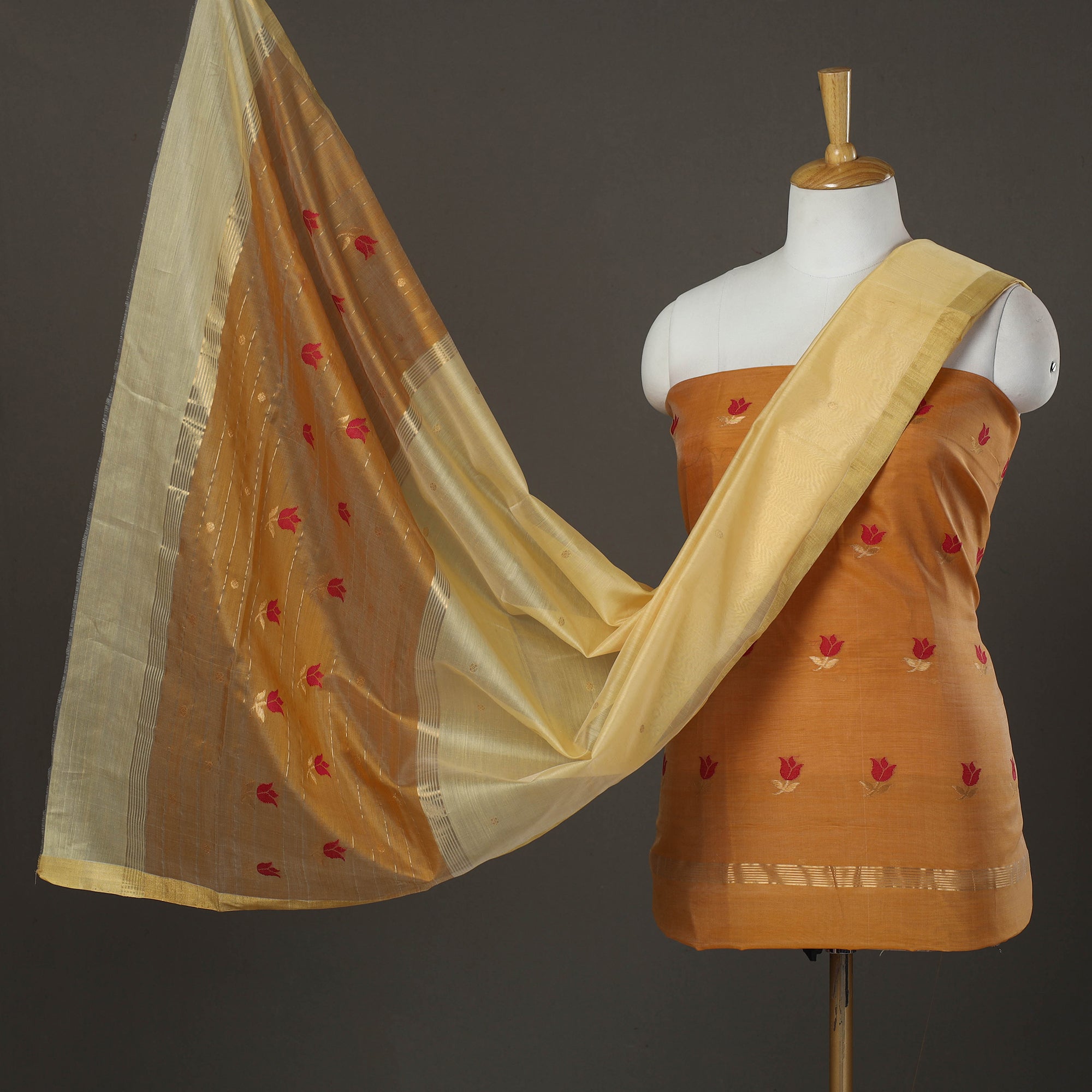 CHANDERI BY RAUPH KHAN 2pc Zari Buti Handloom Chanderi Silk Dress Material 25