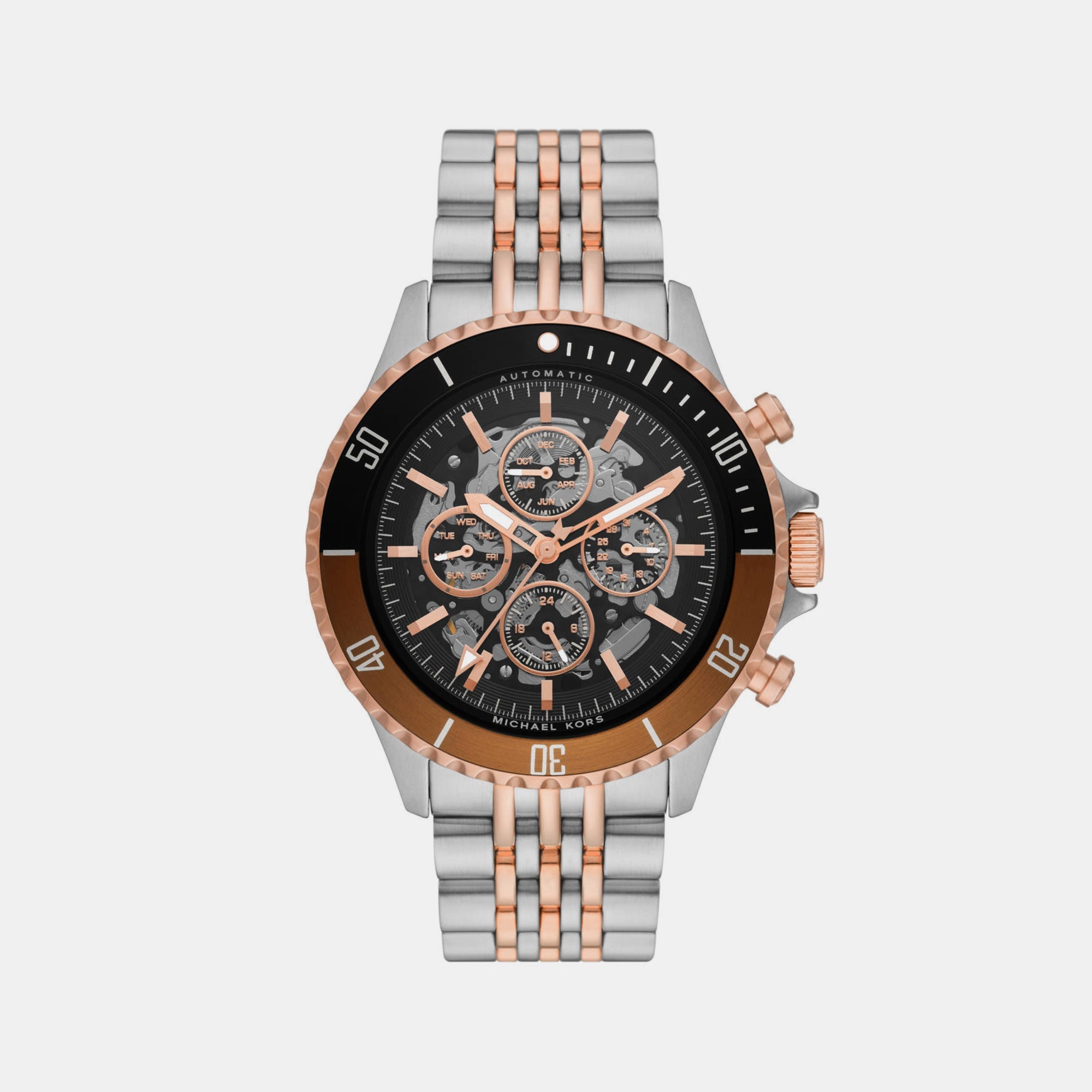 Michael Kors Bayville Men Automatic Black Dial Chronograph Stainless Steel Watch MK9046