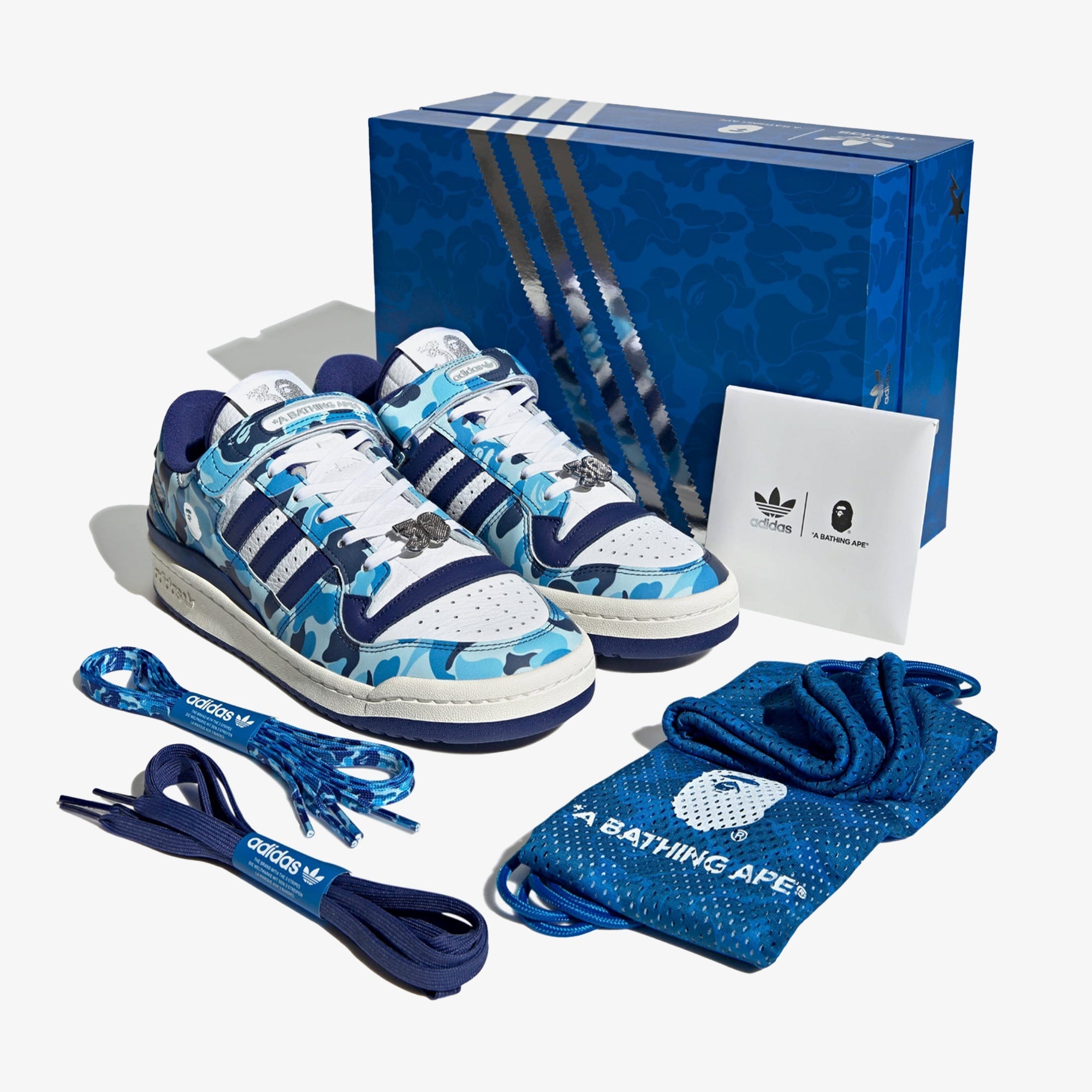 Adidas Originals | FORUM 84 BAPE LOW { CLOUD WHITE/CORE WHITE/METALLIC SILVER - view 2