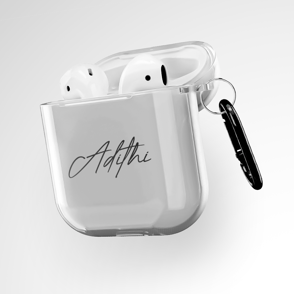 Cover It Up Custom Cursive Name Clear Airpods 1st Gen Case Covers - view 3