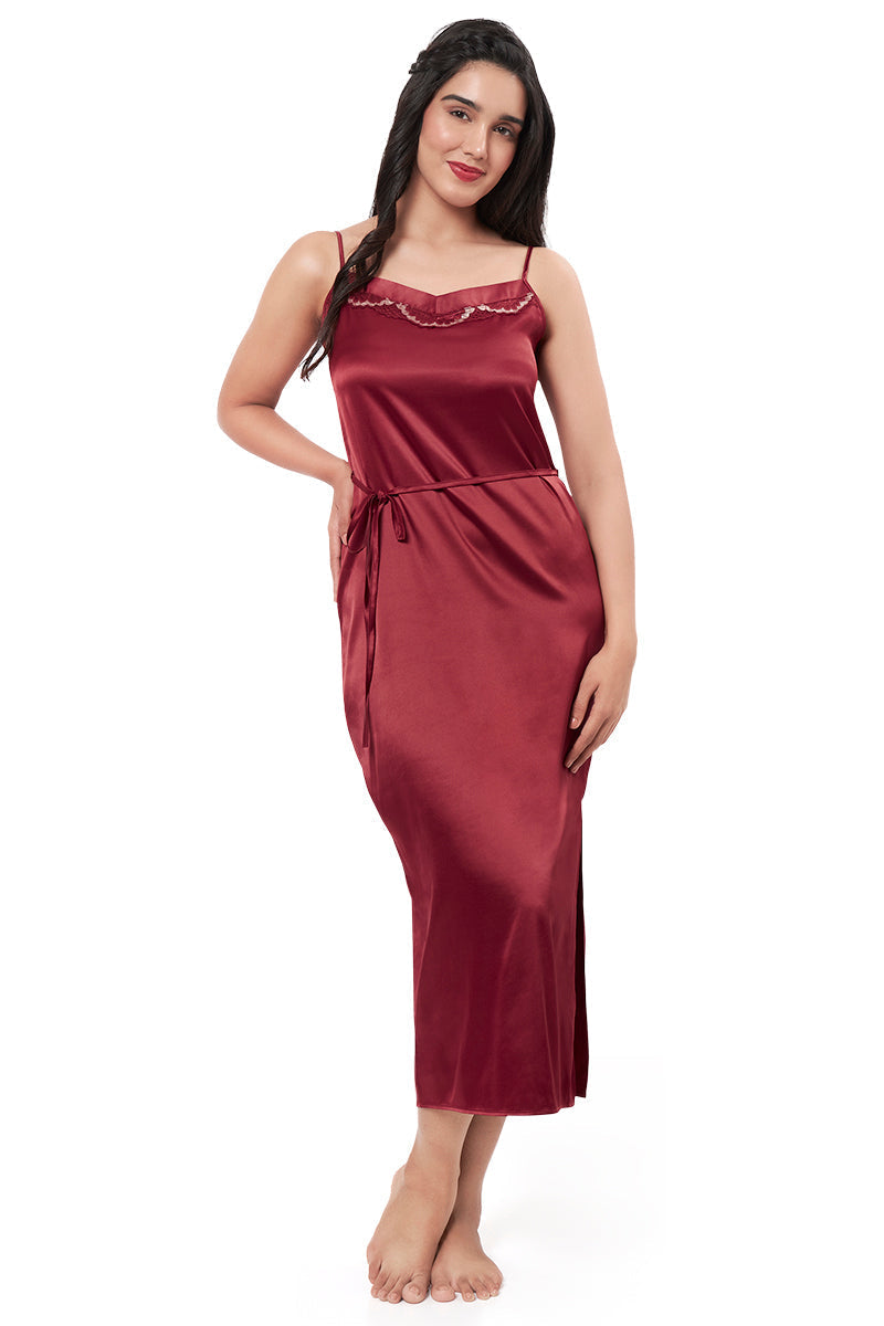 Amante Eternal Bliss Full Length Chemise - Red Berry