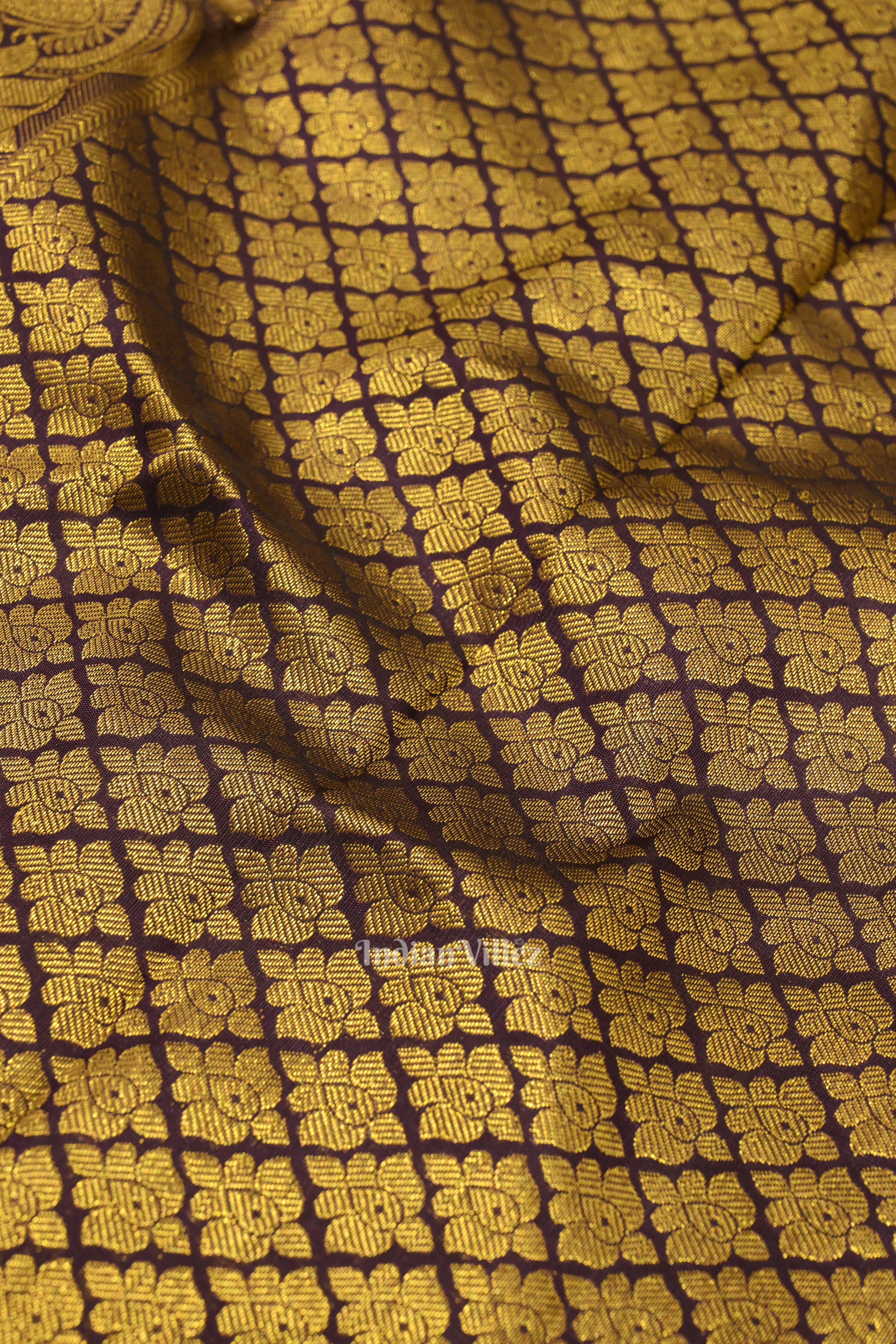 IndianVillèz Dark Purple Doli Barat Theme at Border Kanjivaram Silk Saree - view 4