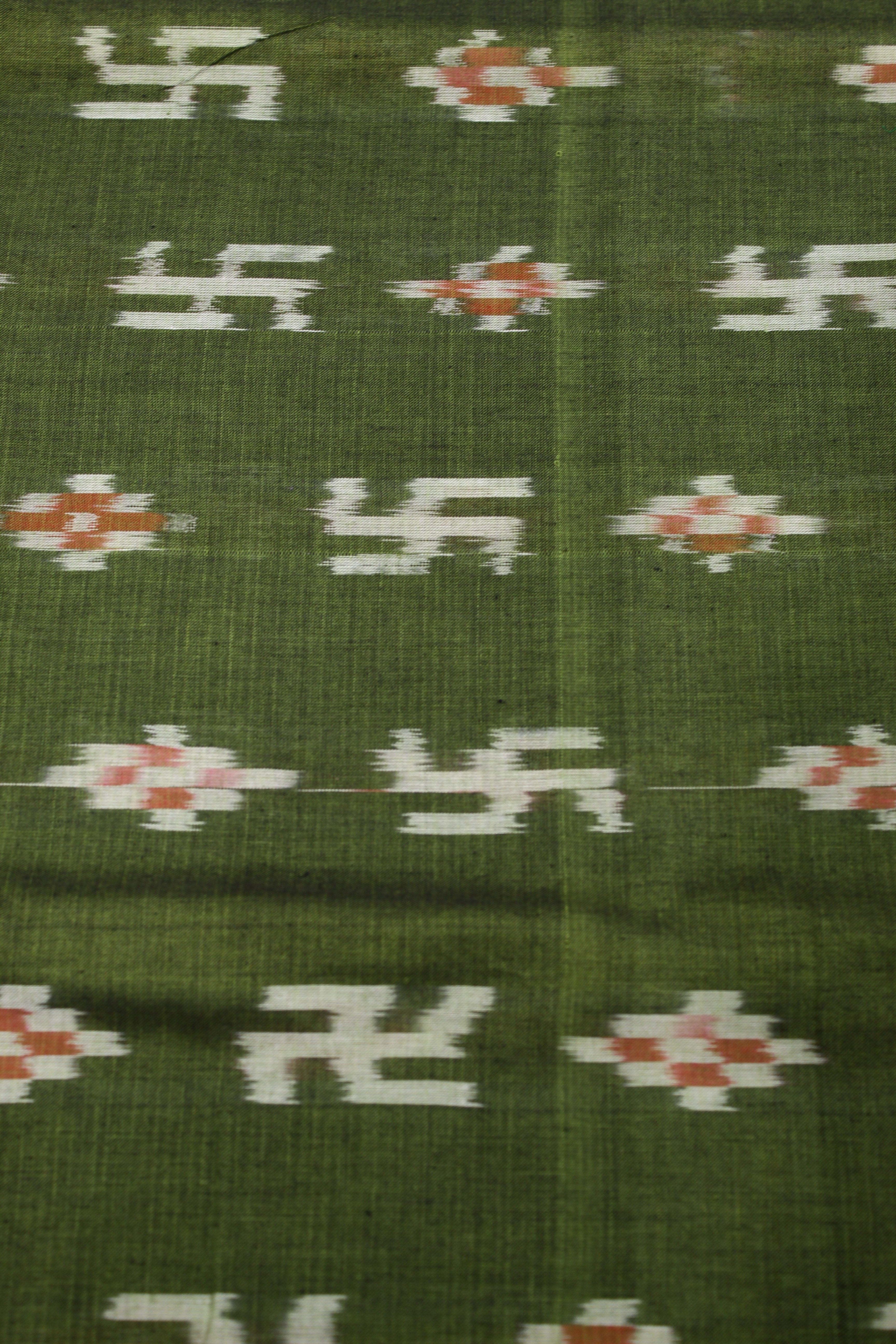 IndianVillèz Green Pasapali Swastik Sambalpuri Ikat Cotton Fabric - view 2