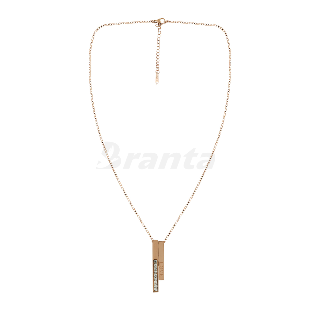 Branta Graceful Rose Gold Diamond Love Bar Pendant Necklace - view 3