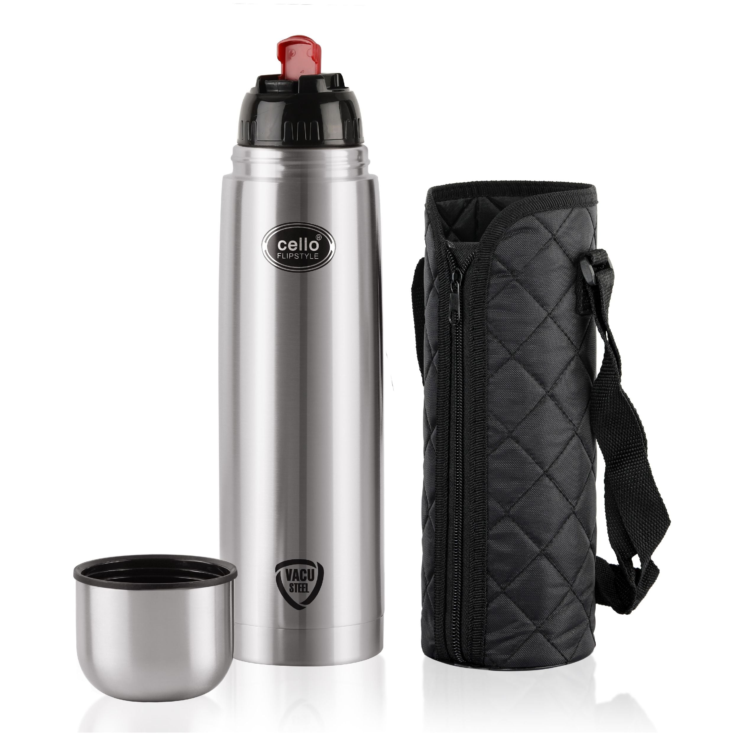 Cello Flipstyle Flask, Vacusteel Water Bottle with Thermal Jacket, 1500ml - view 2