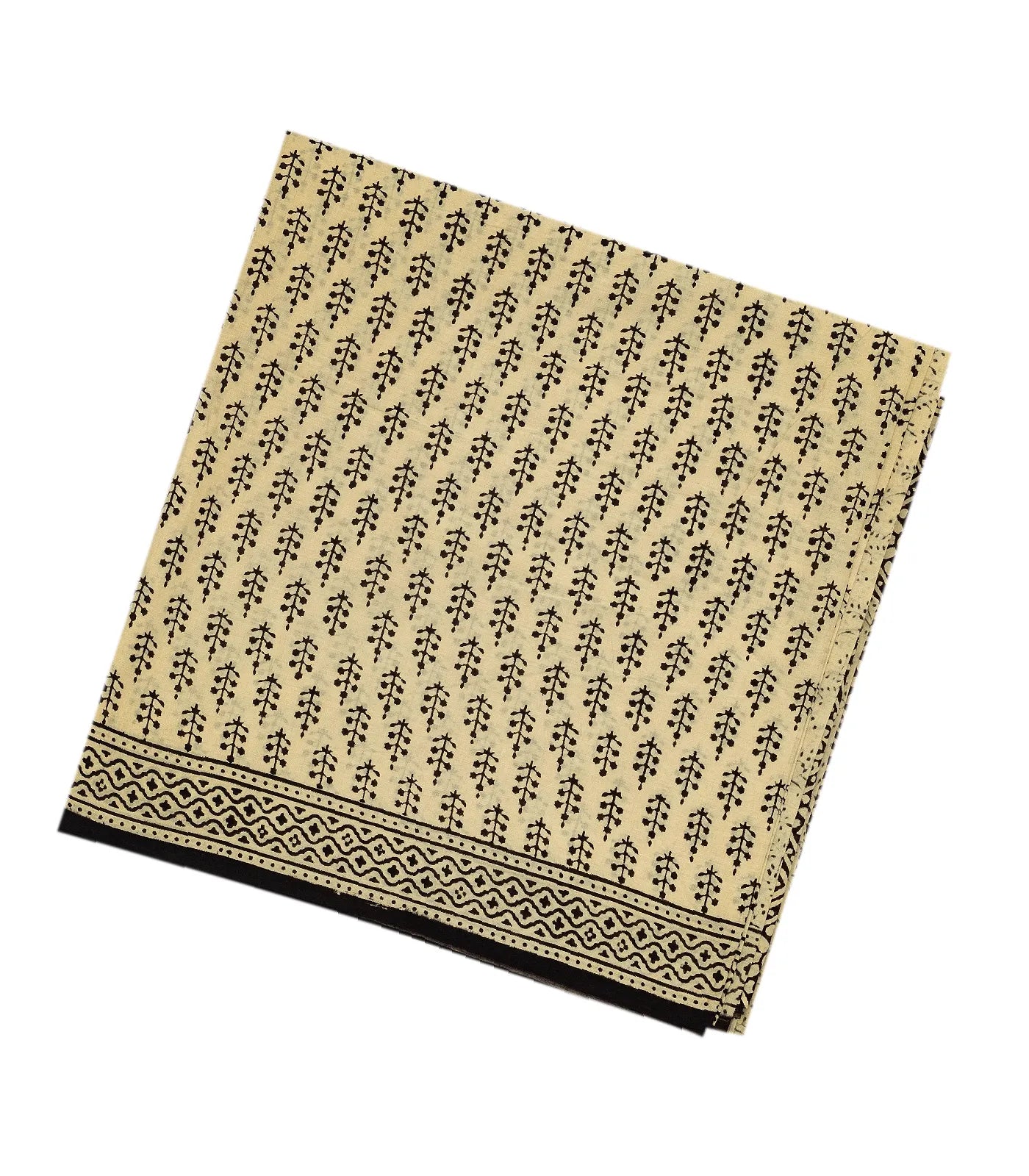 RmKV Beige Woven Jaipur Cotton Saree Printed With Floral Motifs