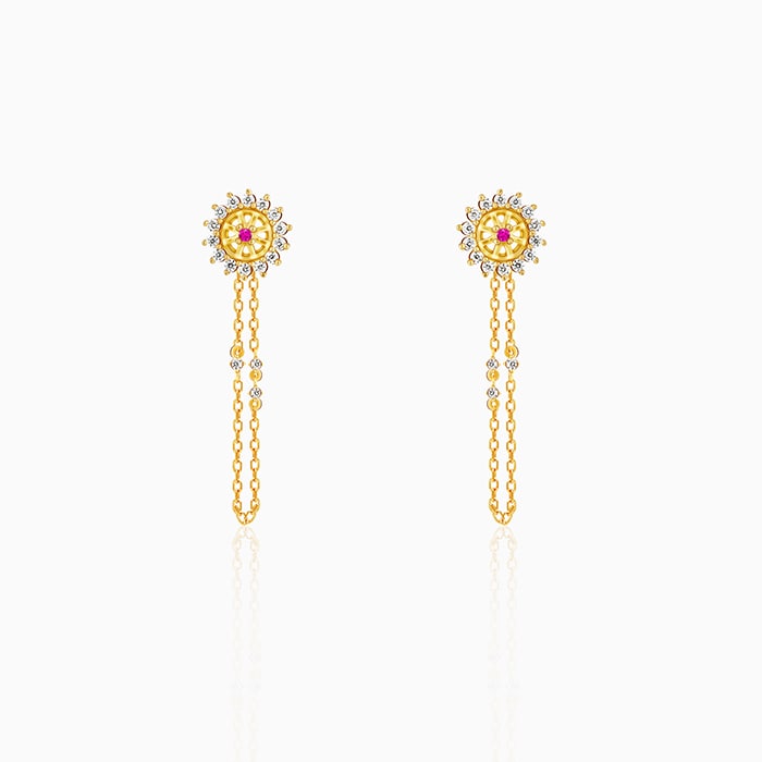 GIVA Jewellery Golden Floral Chain Hanging Earrings