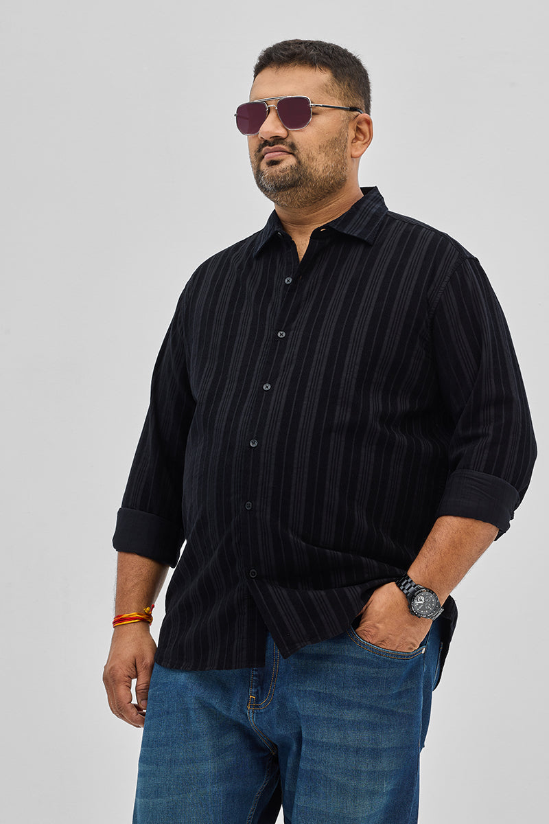 SNITCH Charcoal Grey Stripes Corduroy Shirt