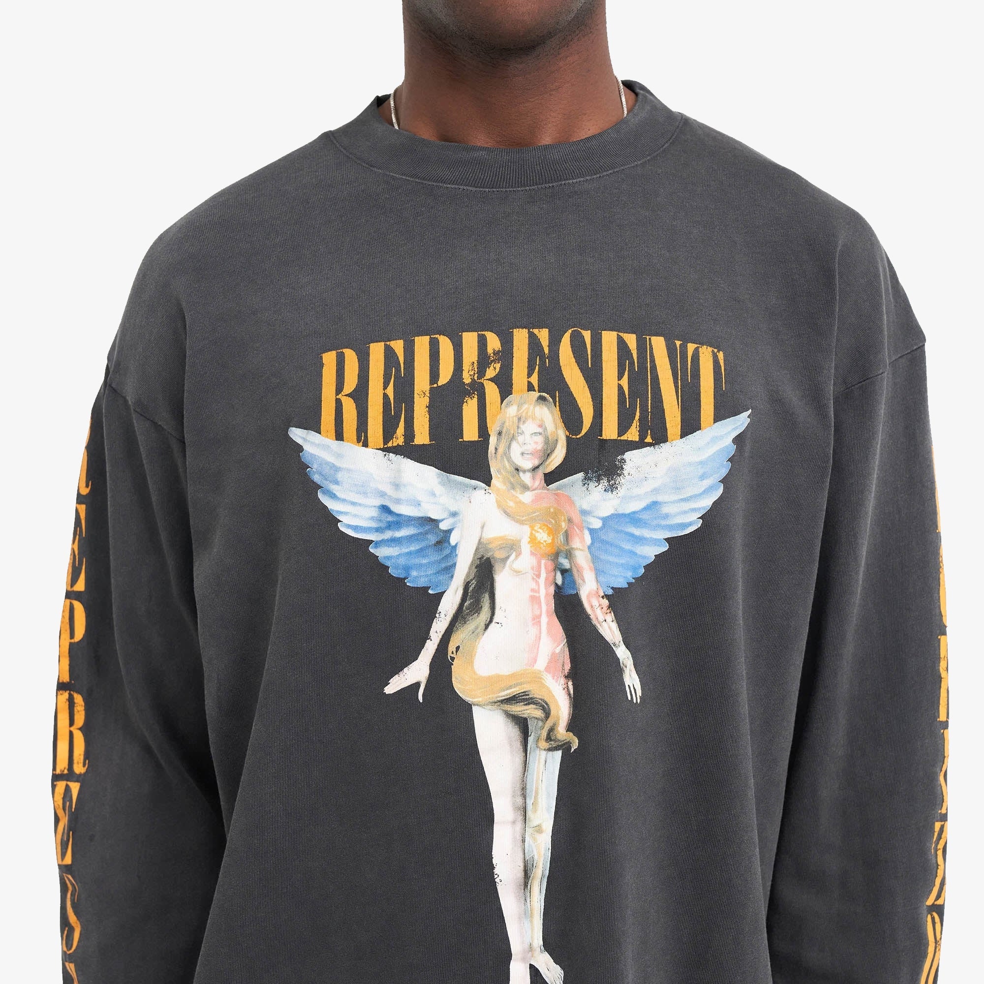 Represent | REBORN LONG SLEEVE T-SHIRT { AGED BLACK - view 3