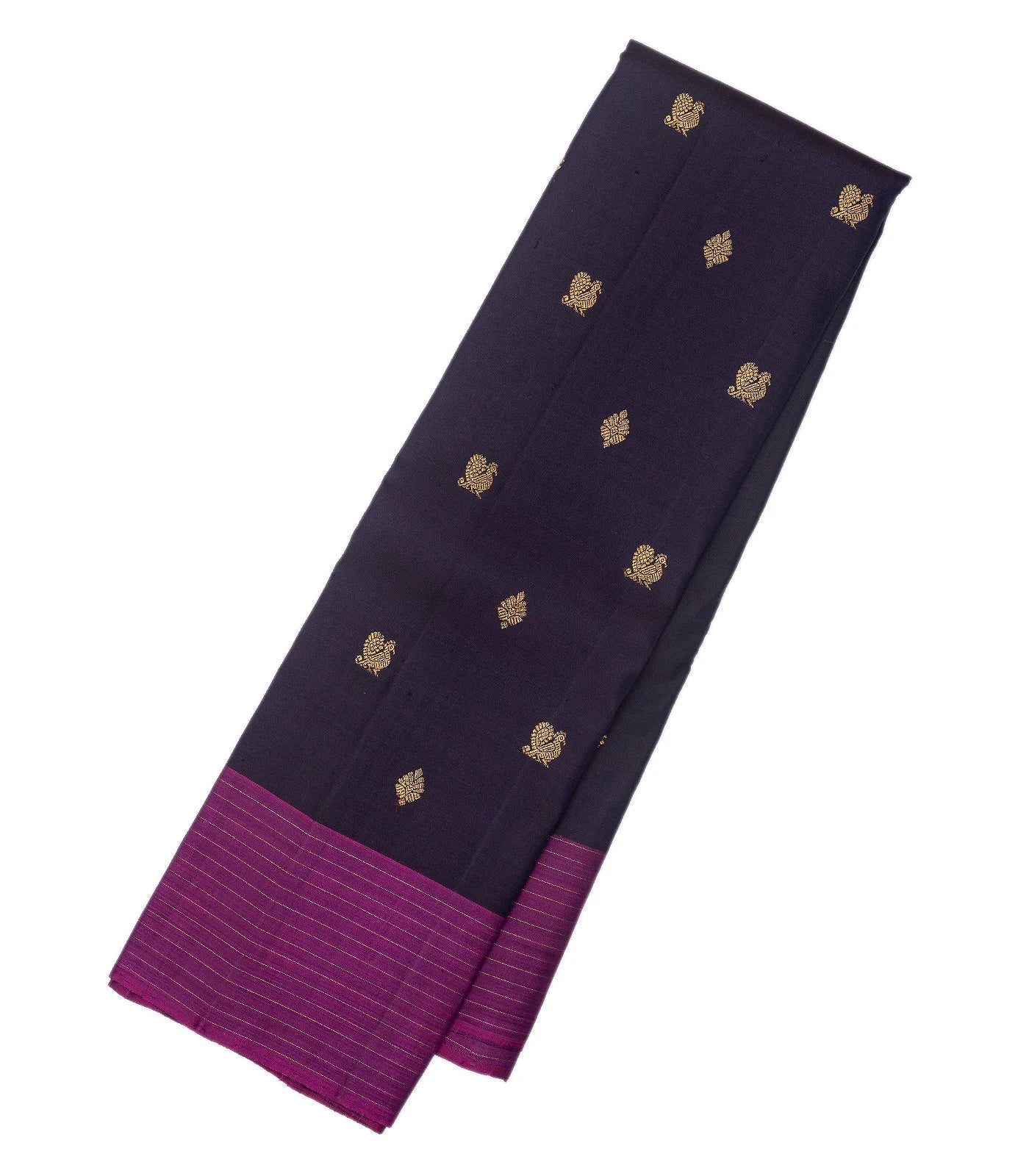 RmKV Navy Blue Handloom Kanchipuram Silk Saree With Annam Motifs