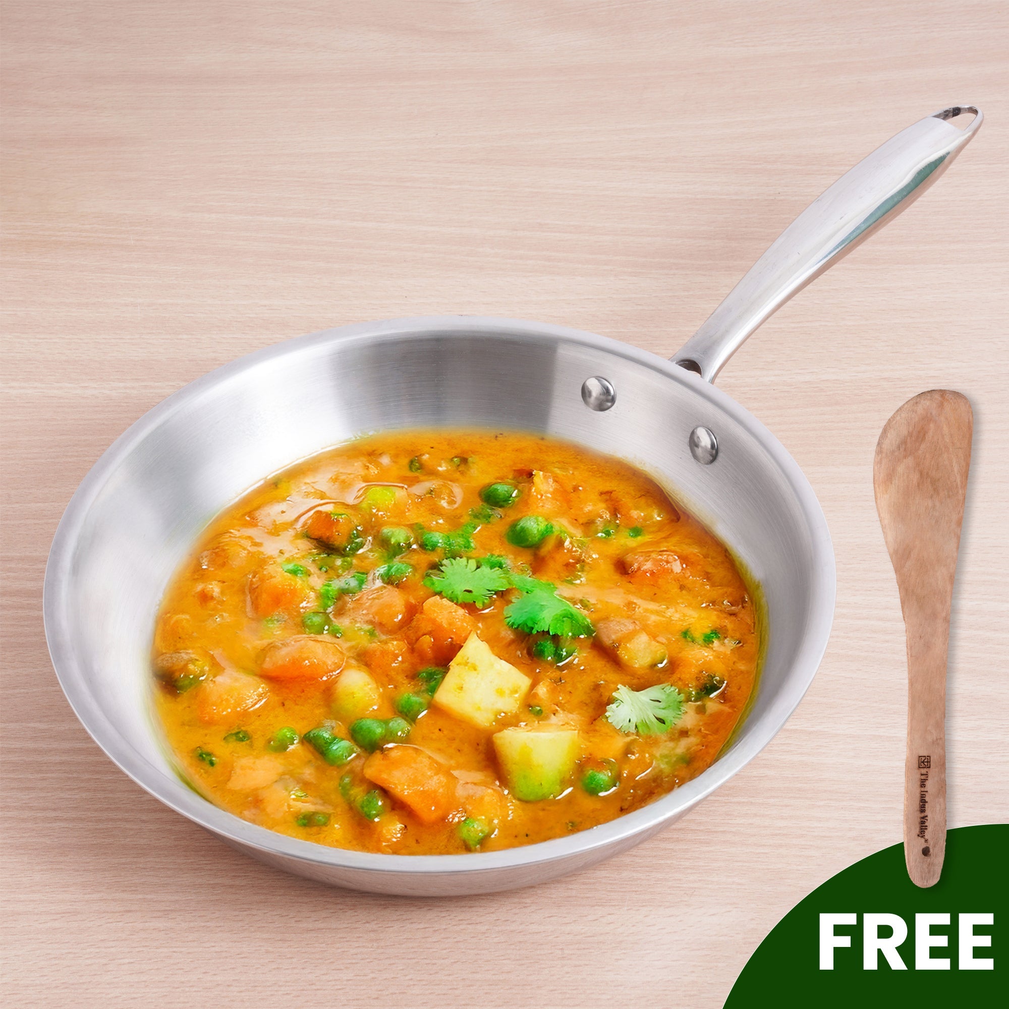 The Indus Valley TurboCuk Tri-ply Stainless Steel Fry Pan, Premium Quality, 3 Layer Thick Body, 100% Toxin-free, Non-stick, Induction & Gas, Free ₹110