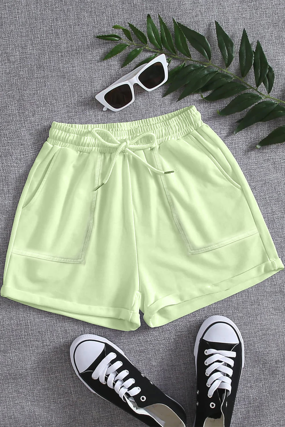 Nobero Roll Up Hem Women Shorts – Green