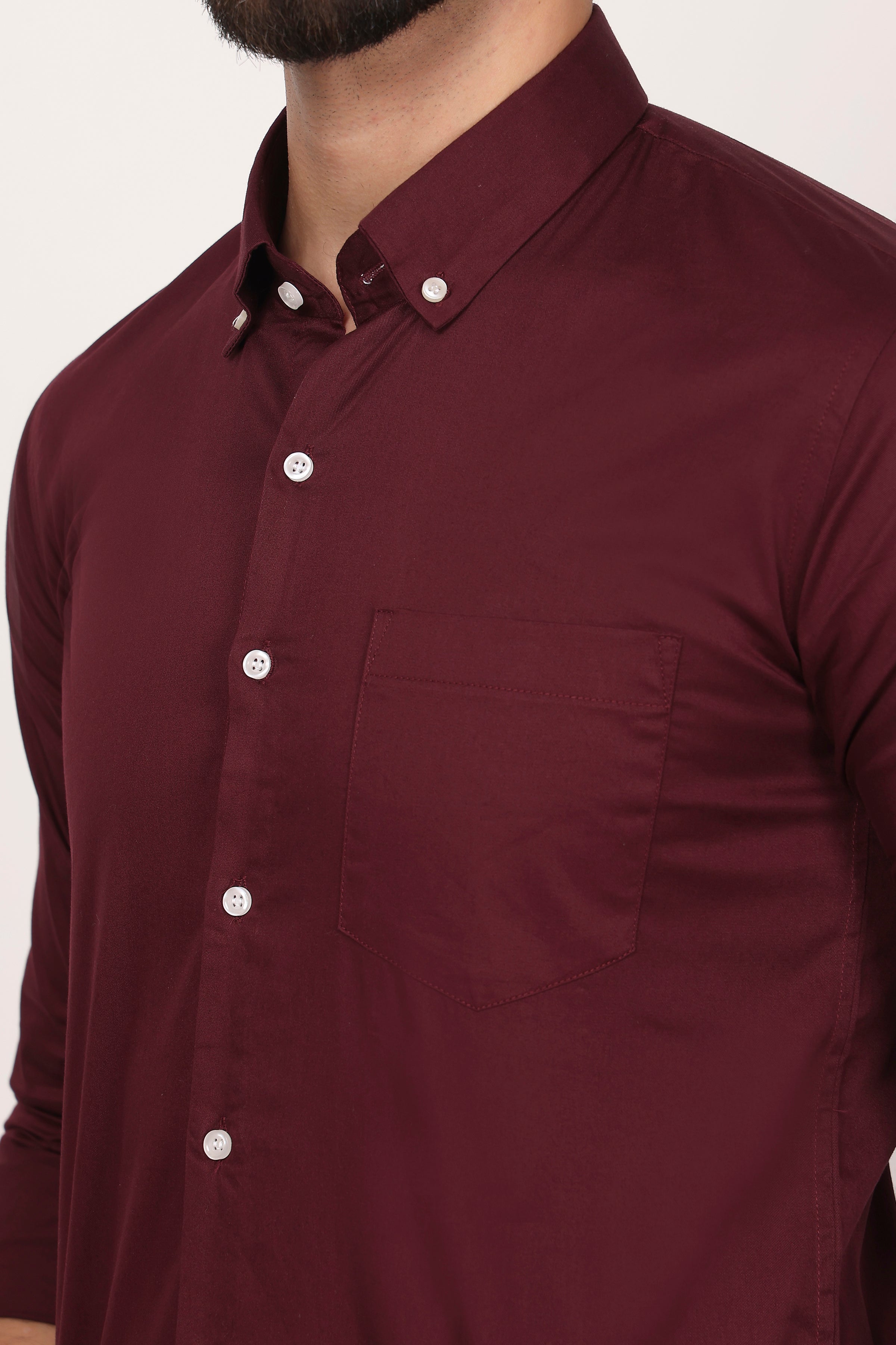 BlackTree New Mehroon Down Button Casual Shirt I 100% Cotton Twill
