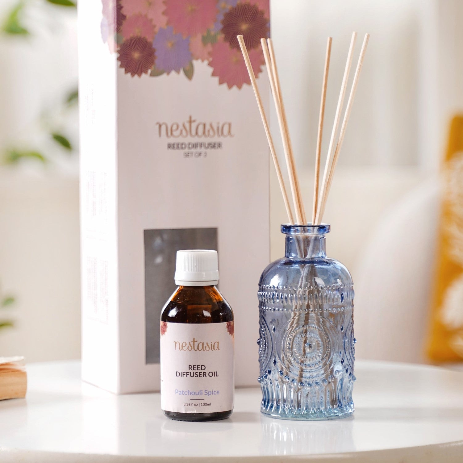 Nestasia Patchouli Spice Reed Diffuser Gift Set Of 3