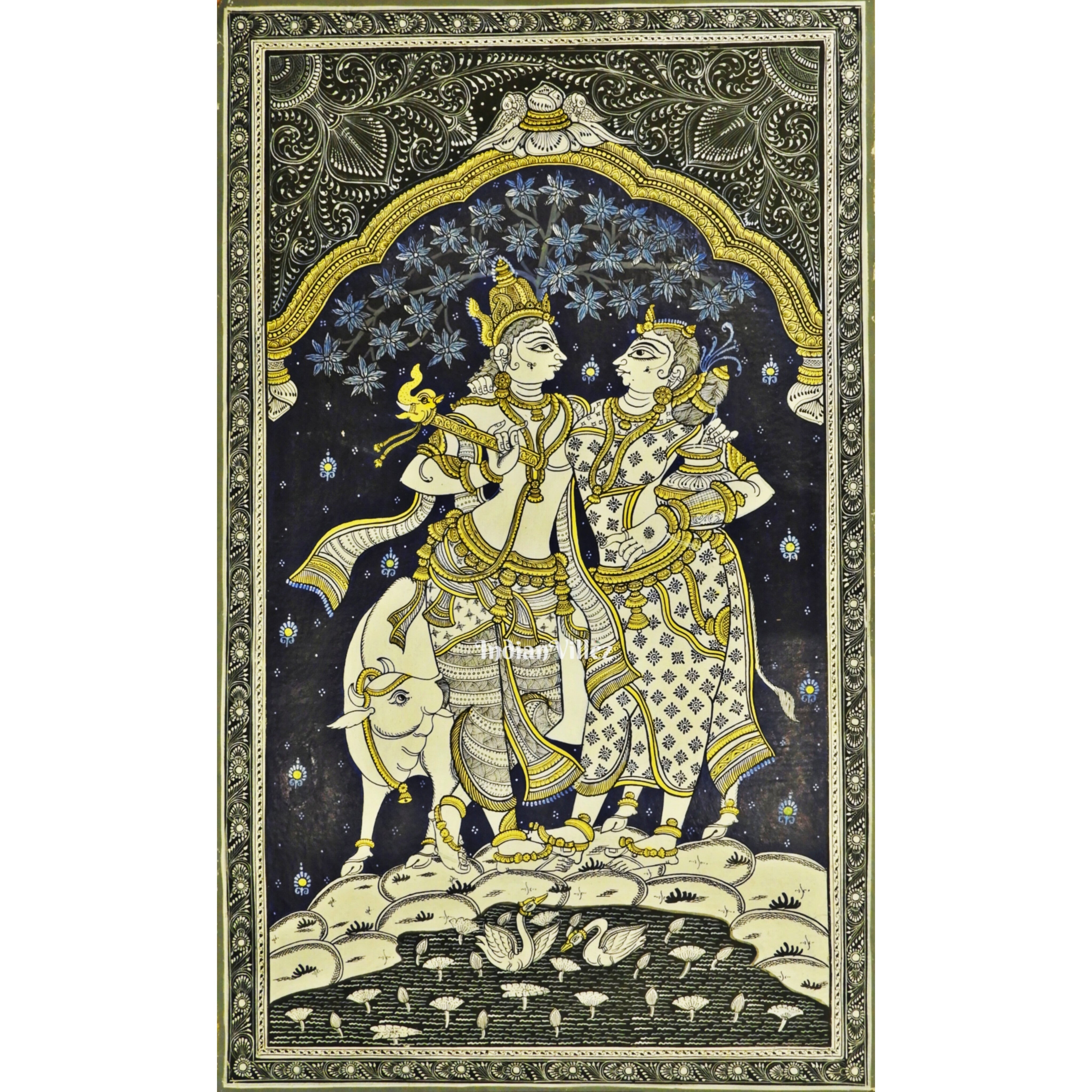 IndianVillèz Radha Krishna Pattachitra Art Painting For Home Wall Art Decor