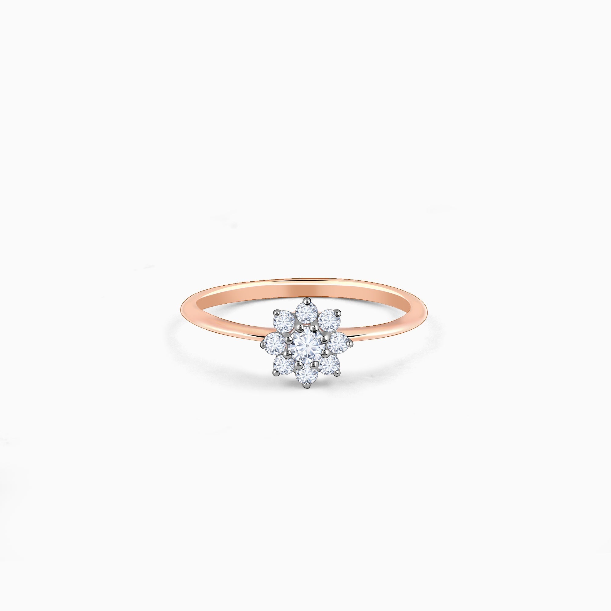 GIVA Jewellery Rose Gold Floral Glisten Diamond Ring