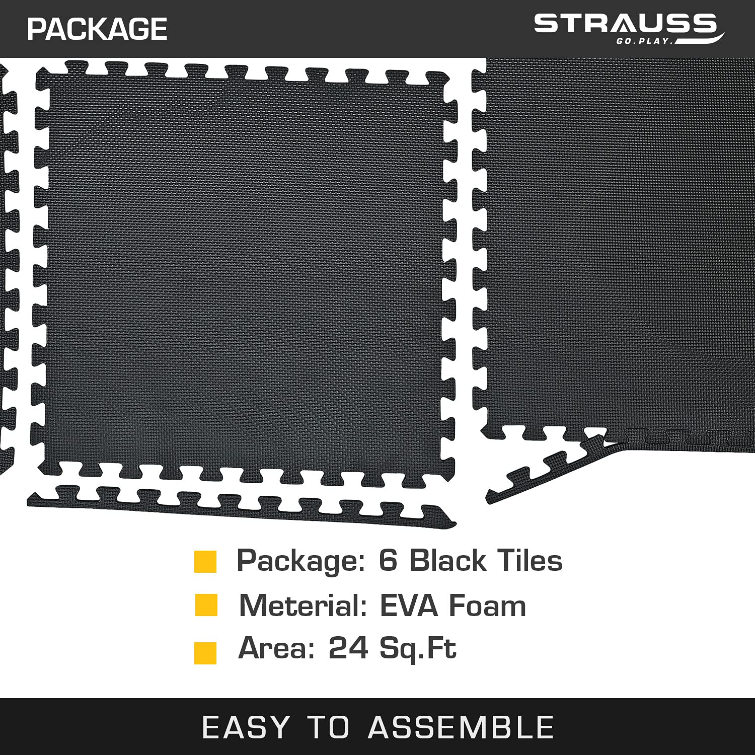 Strauss Sports Strauss Puzzle Exercise Mat Interlocking Tiles - view 6