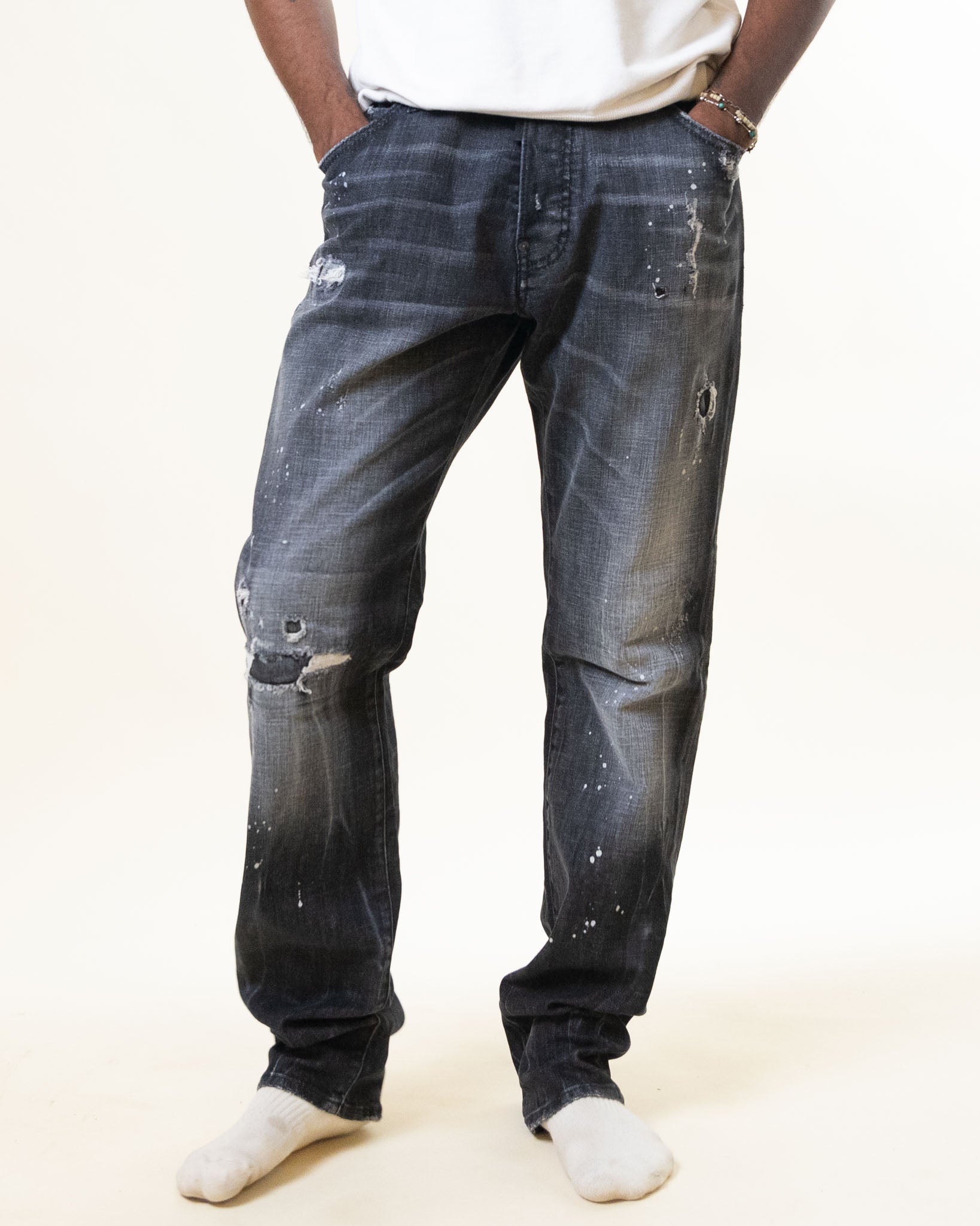 DSQUARED2 Dsquared Grey Paint Splatter Denim