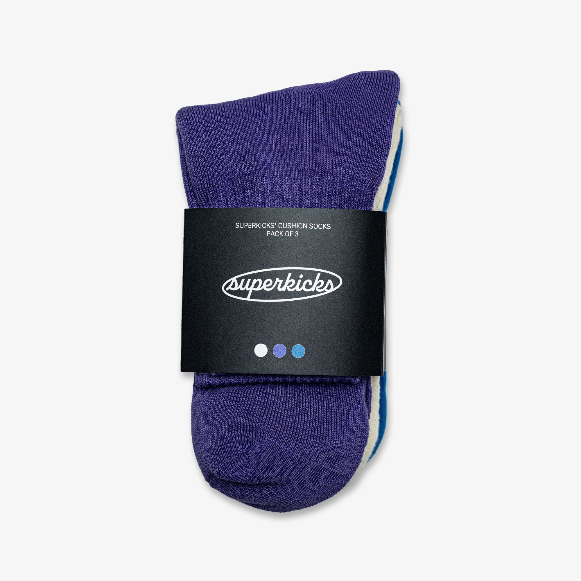 Superkicks | CREW SOCKS { WHITE/PURPLE/BLUE - view 2