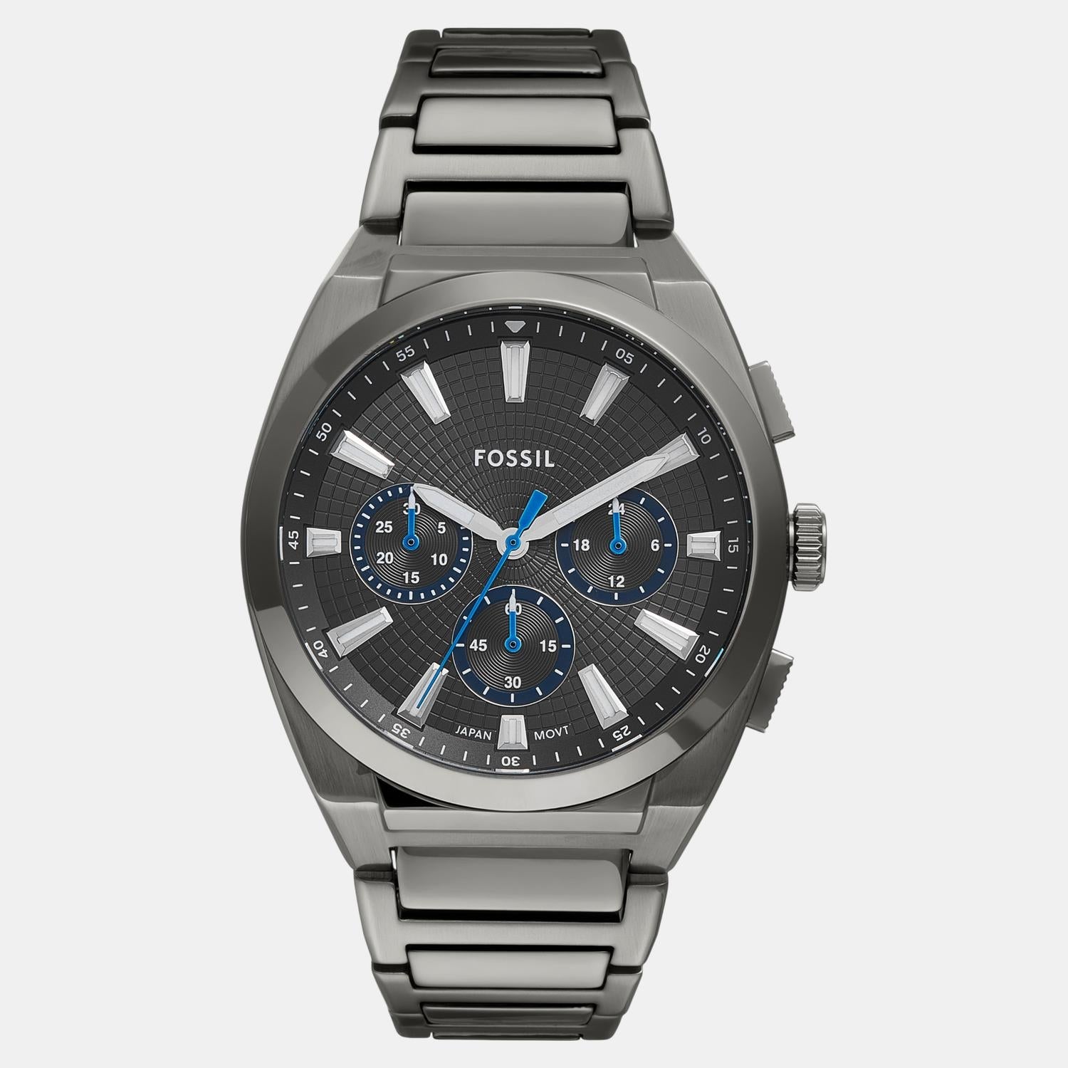 Fossil Everett Men Quartz Grey Dial Chronograph Stainless Steel Watch FS6107