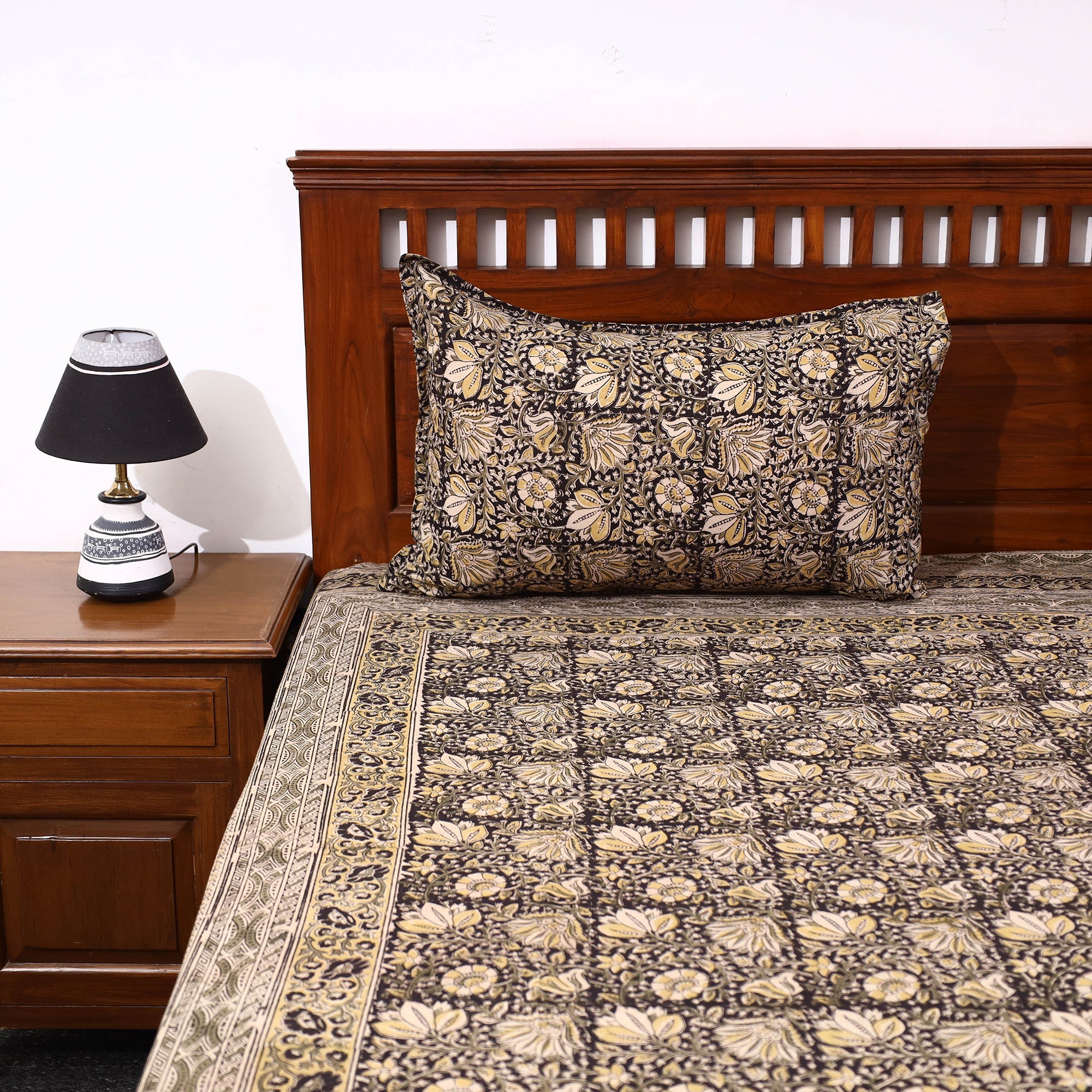 SOUTH KARGHA Brown - Kalamkari Block Printed Cotton Double Bed Cover with Pillow Covers (108 x 90 in) - view 2