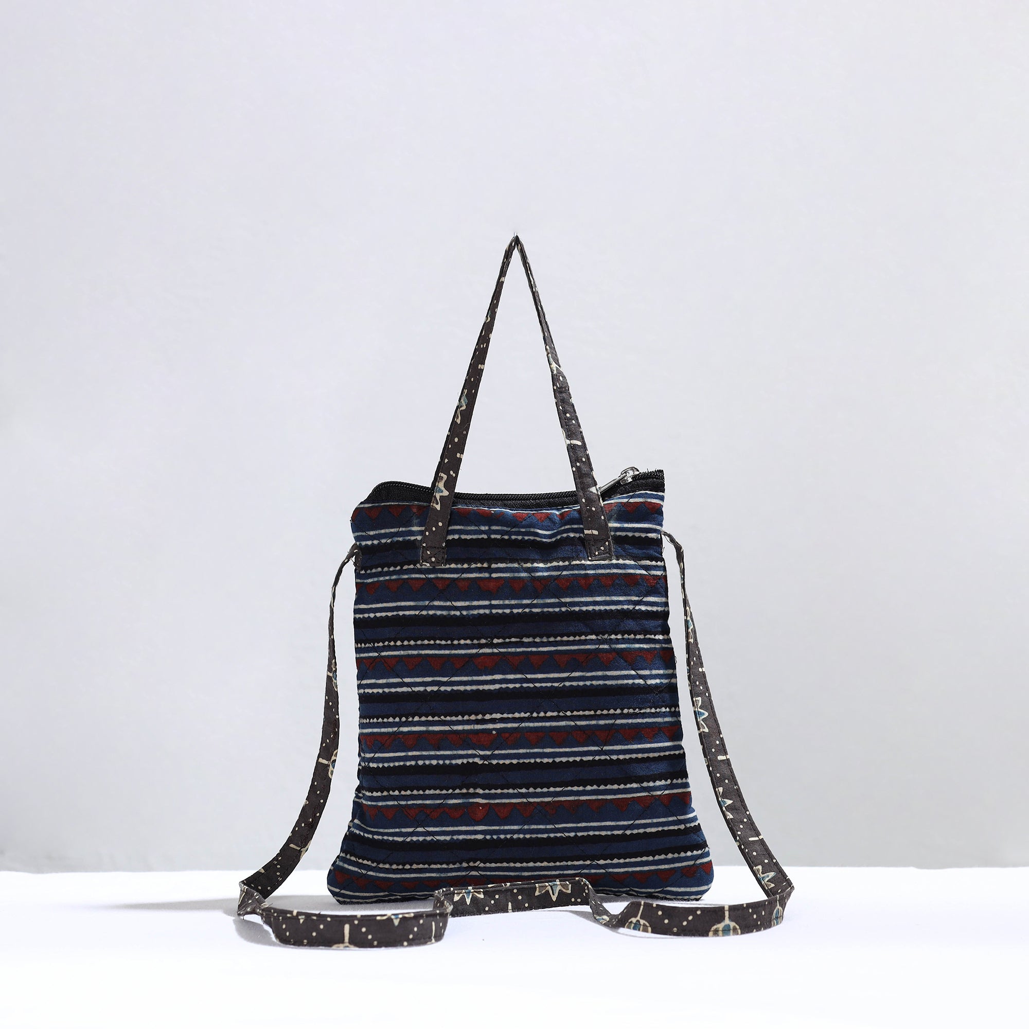 NOORI BAZAR Black - Handmade Quilted Cotton Ajrakh Block Printed Sling Bag 05 - view 2