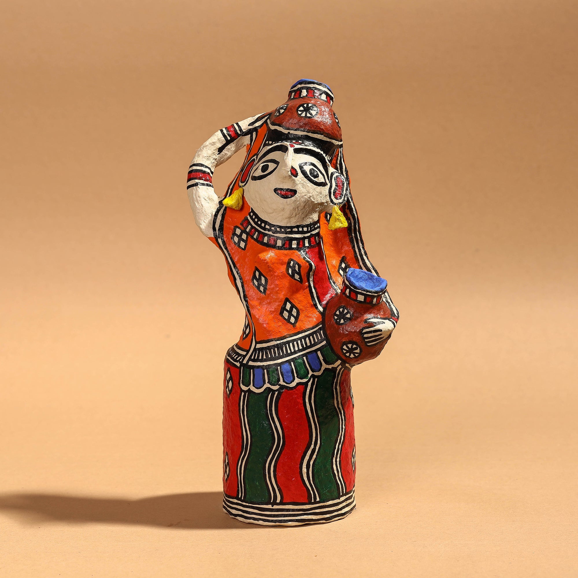 ITOKRI CRAFTS INITIATIVE Doll - Madhubani Handpainted Paper Mache Home Decor Item