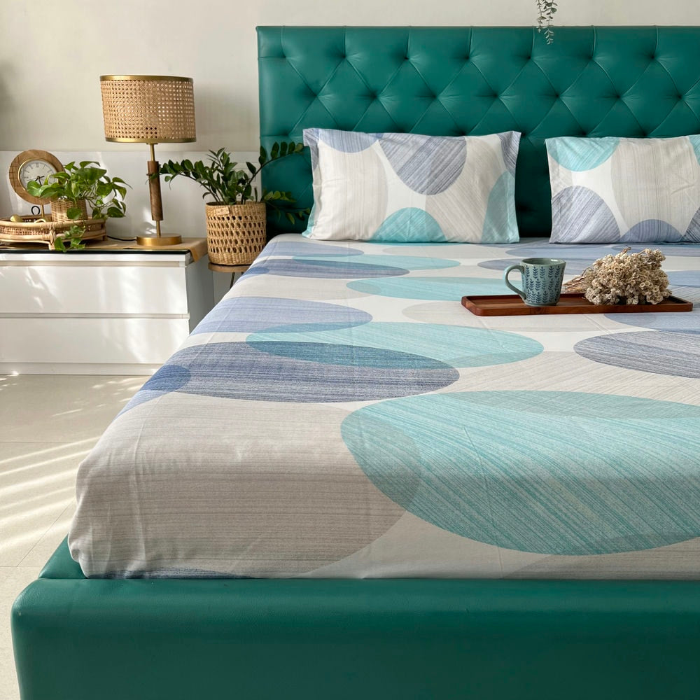 Urban Space -Home Furnishing Store Cotton Bedsheet + AC Blanket Combo Pack - (Combo 22 - Oval Blue + Tokyo) - view 2