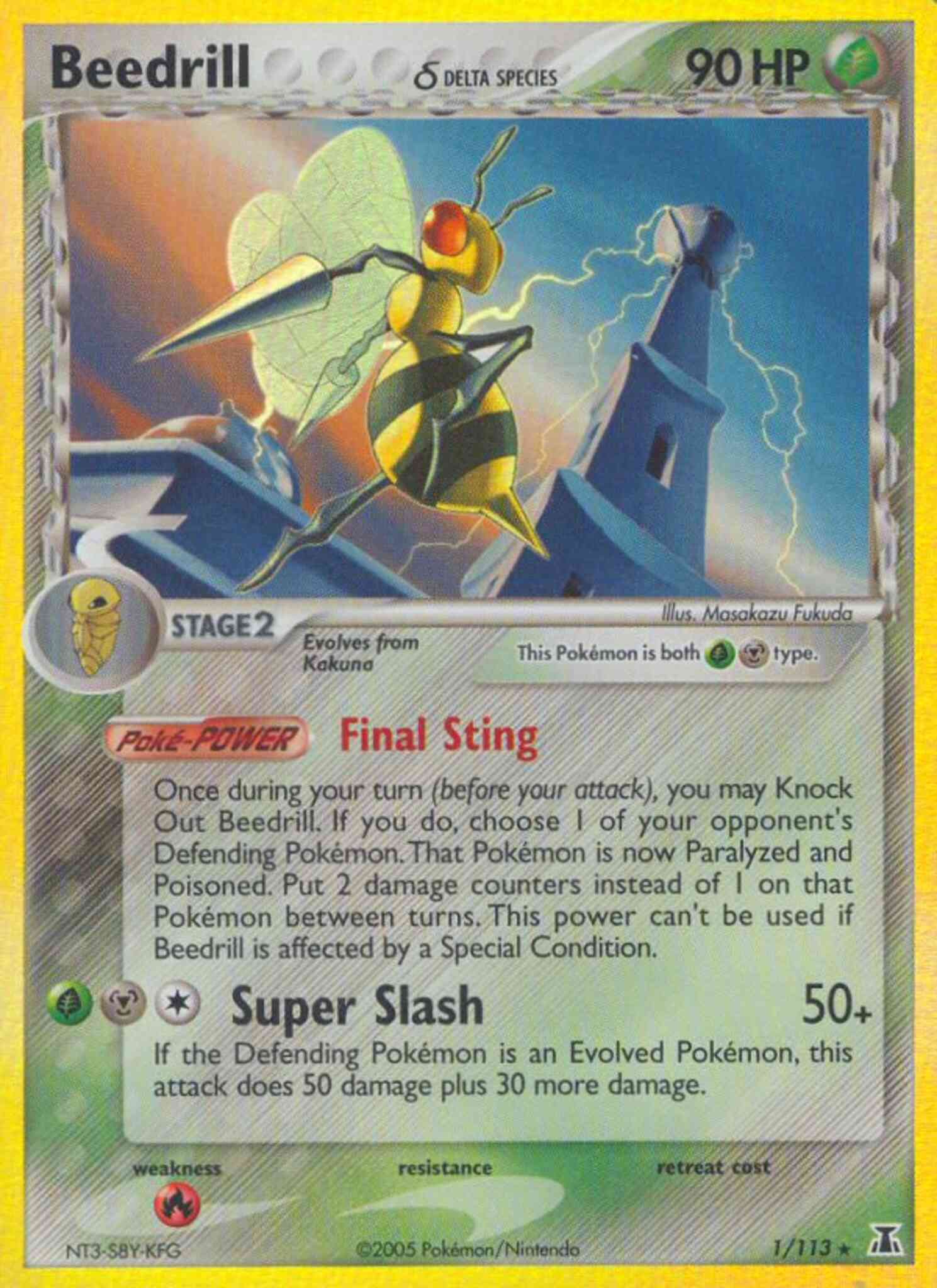 Rare holo ex11-1 – Pokémon Beedrill δ - 1/113 - Rare Holo [ex11-1] [Reverse Holo]