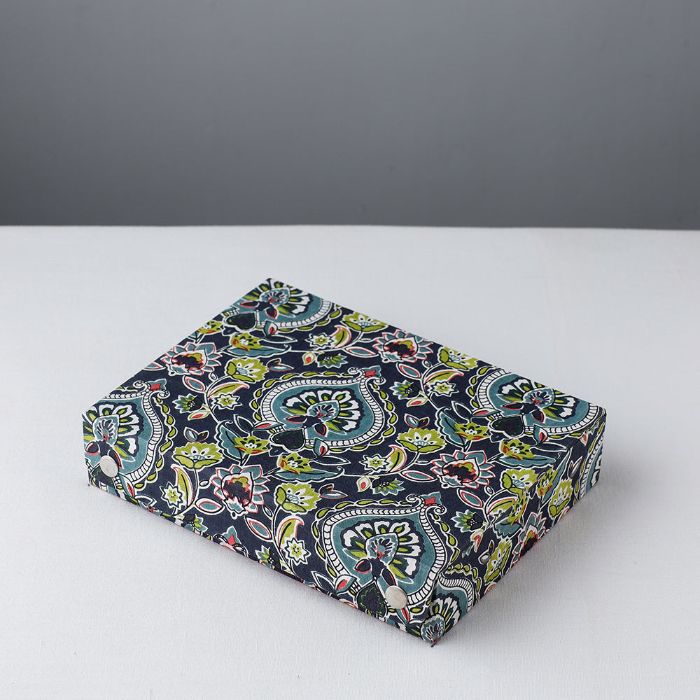 SUKRITI INPRINT Blue - Floral Printed Handcrafted Jewelry Box (9 x 6 in)