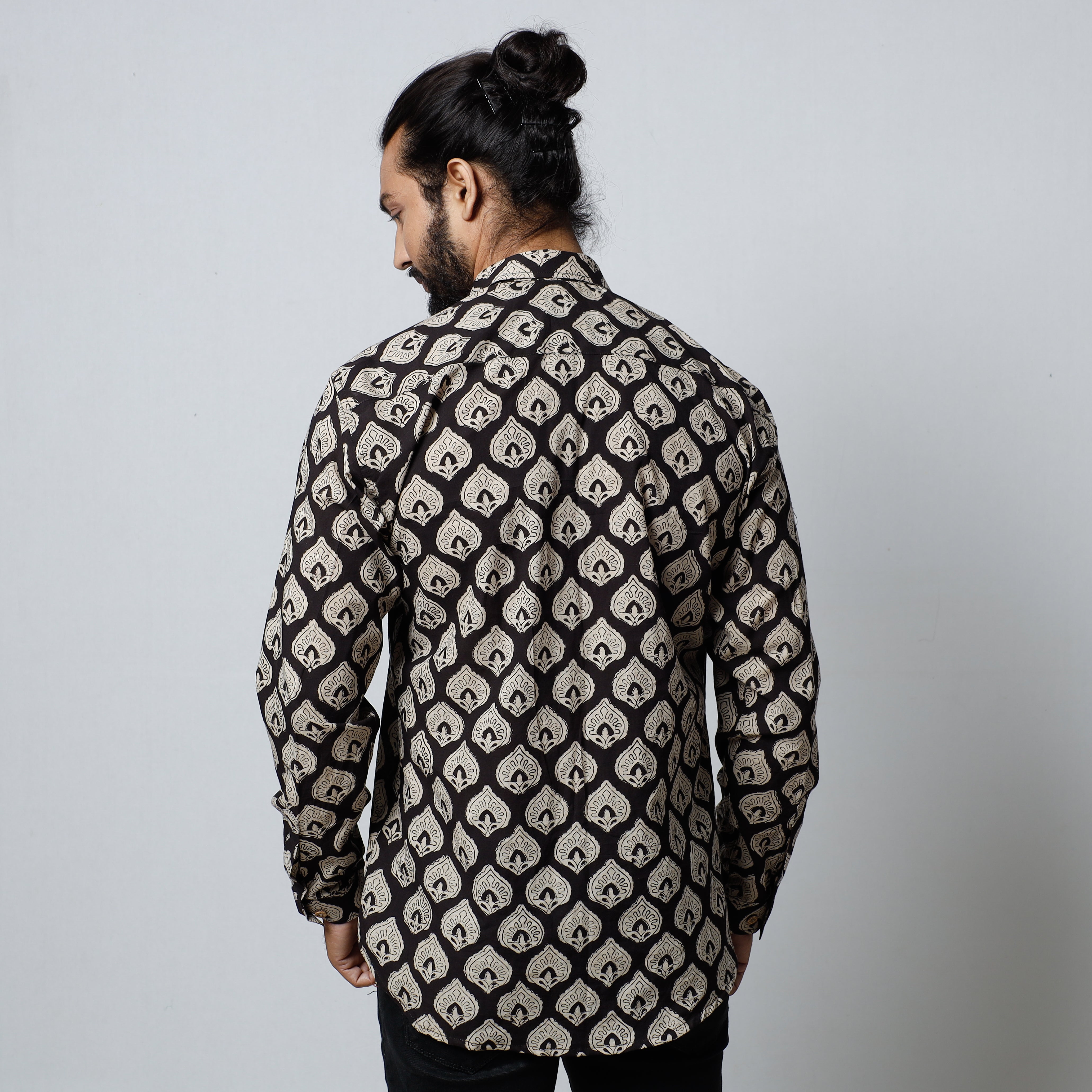 ITOKRI CASUALS Black - Bagru Block Printed Cotton Men Full Sleeve Shirt - view 4