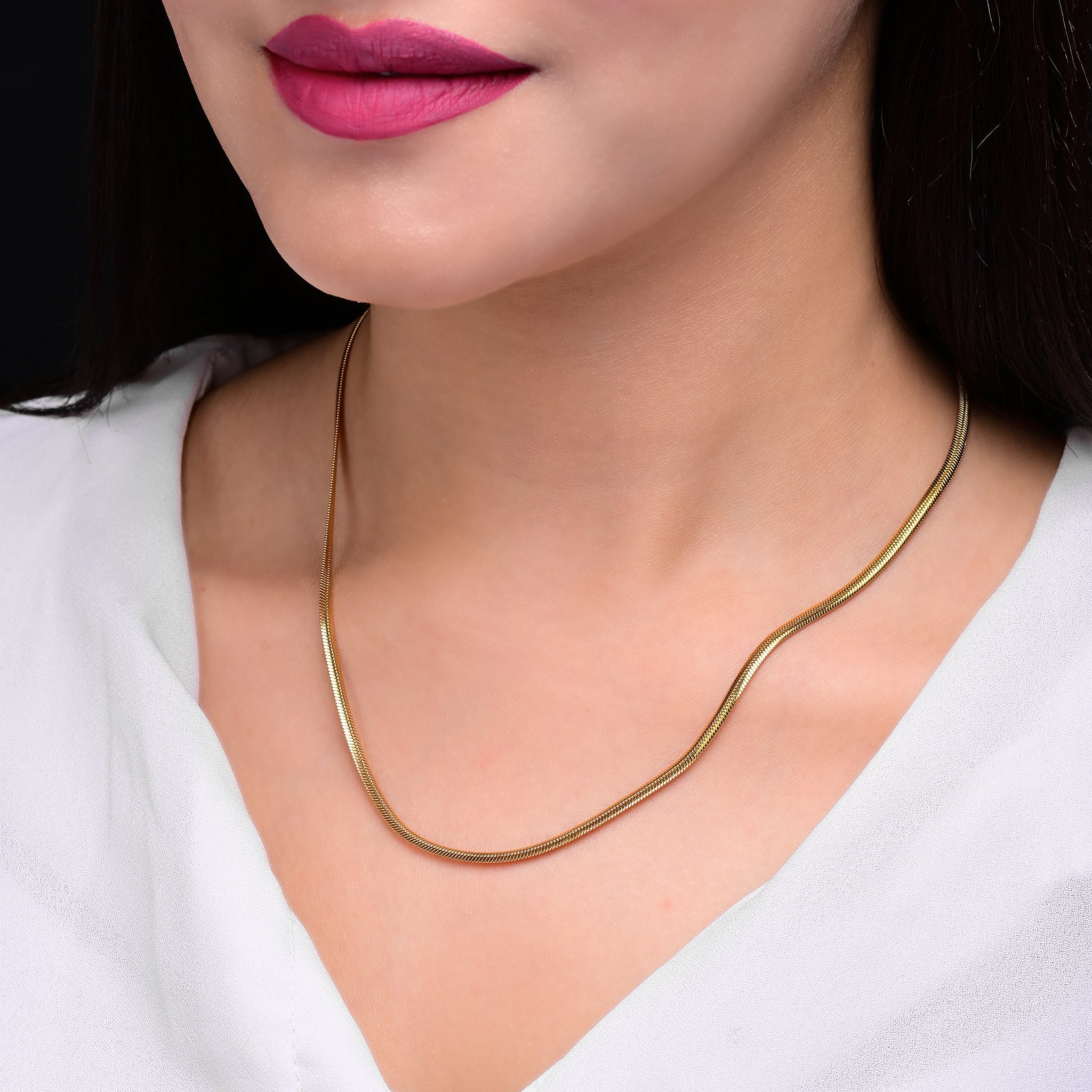 Branta Gold Snake Necklace Chain For Women and Girls