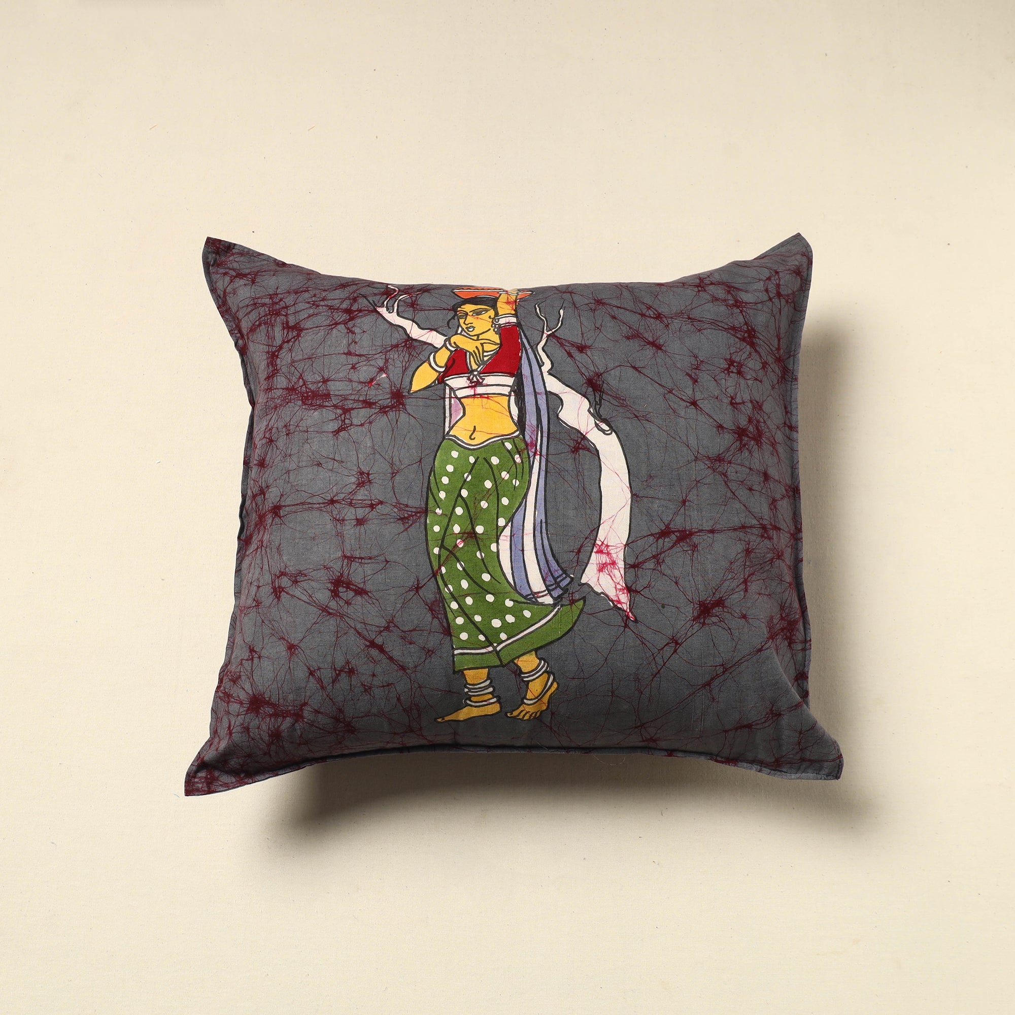 KACHCHH JI CHHAAP Pure Cotton Hand Batik Cushion Cover (18 x 18 in) 21