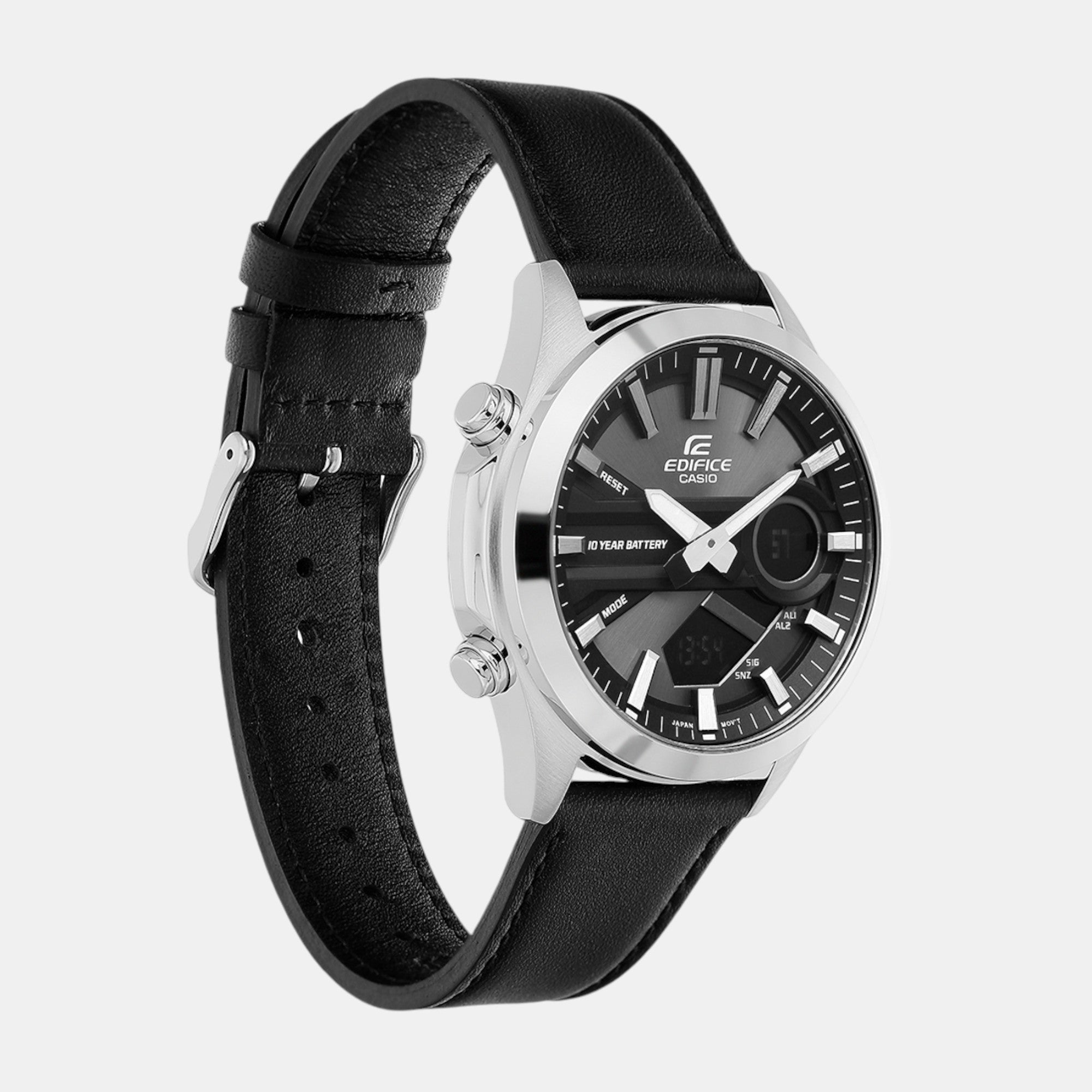 Casio Edifice Men Quartz Black Dial Analog-Digital Leather Watch ED627 - view 2