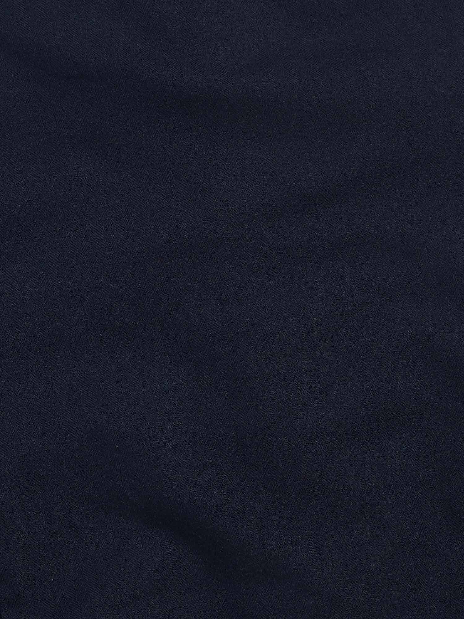 Peckham Rye Herringbone Spread Dark Sapphire Navy Flannel Shirt - view 9