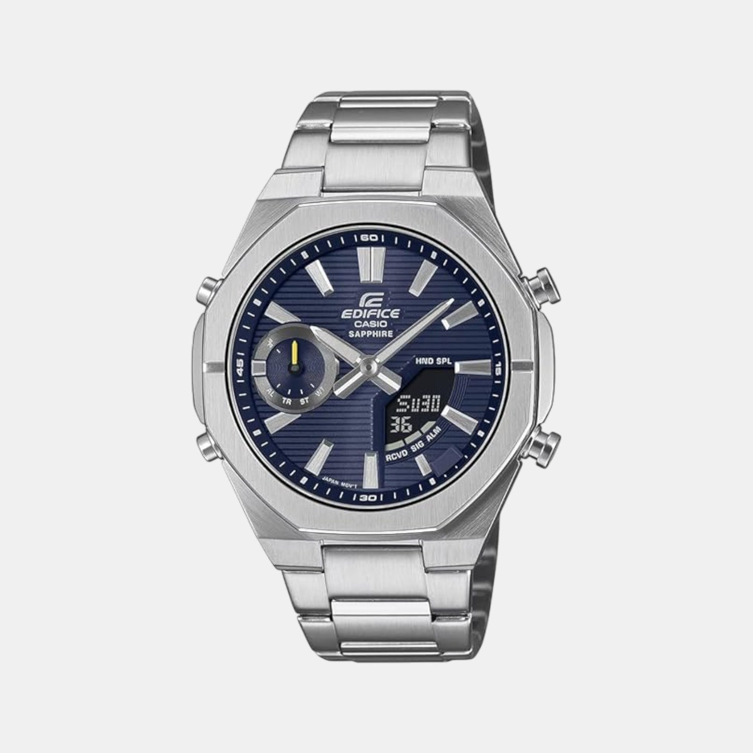 Casio Edifice Men Quartz Blue Dial Analog-Digital Stainless Steel Watch ED649