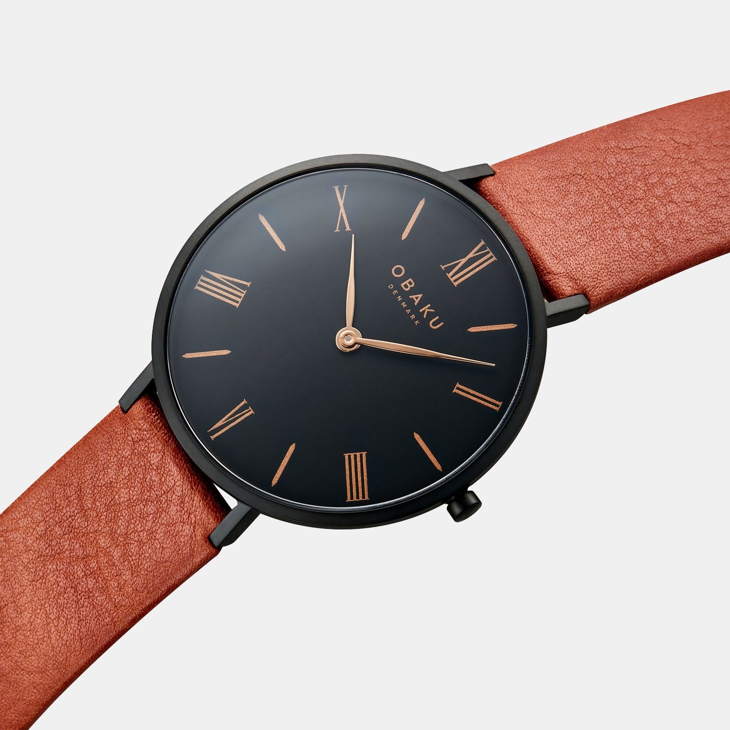 Obaku Folie Tan Men Quartz Black Dial Analog Leather Watch V283GXBBRZ - view 2