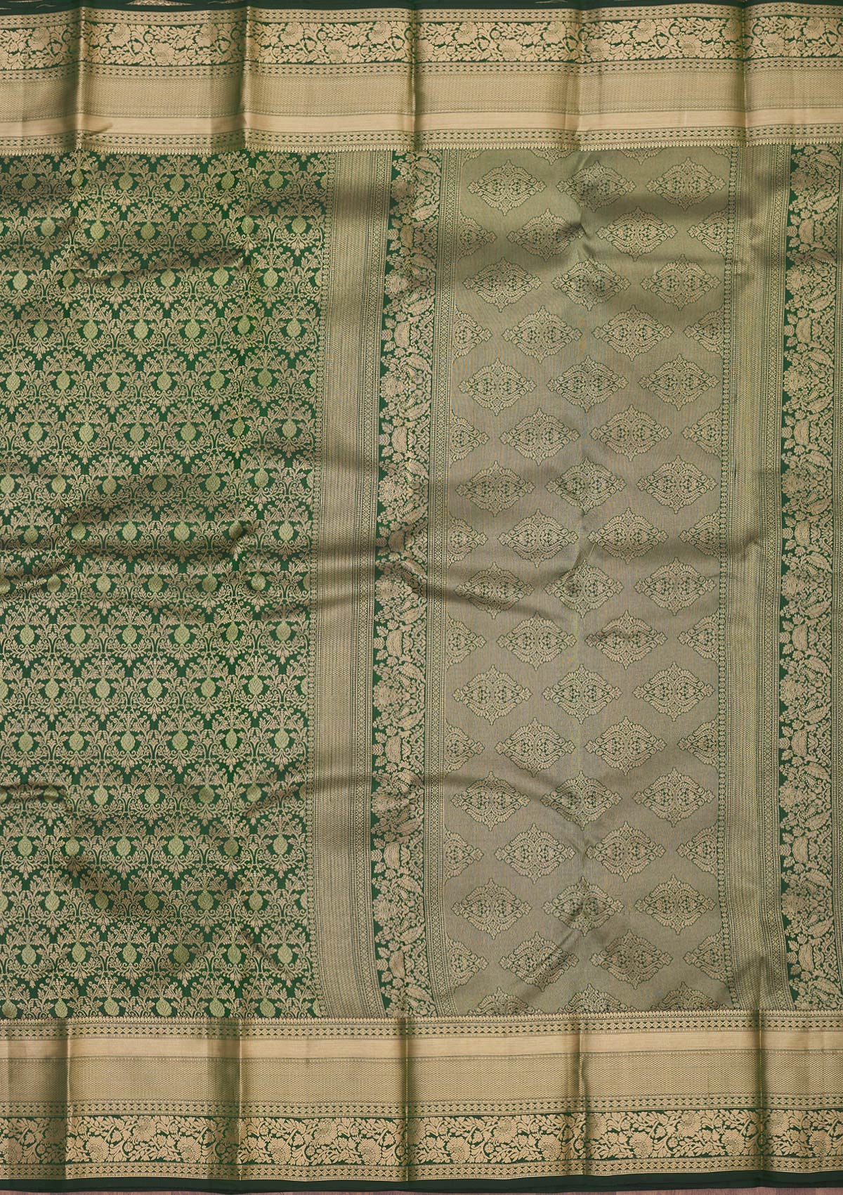 Koskii Bottle Green Zariwork Pure Silk Saree – Women's - view 5
