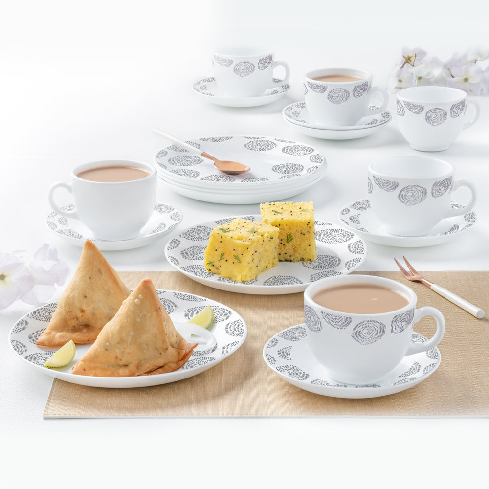 My Borosil Larah by Borosil Moonbeam Snack Set w Cups n Saucer